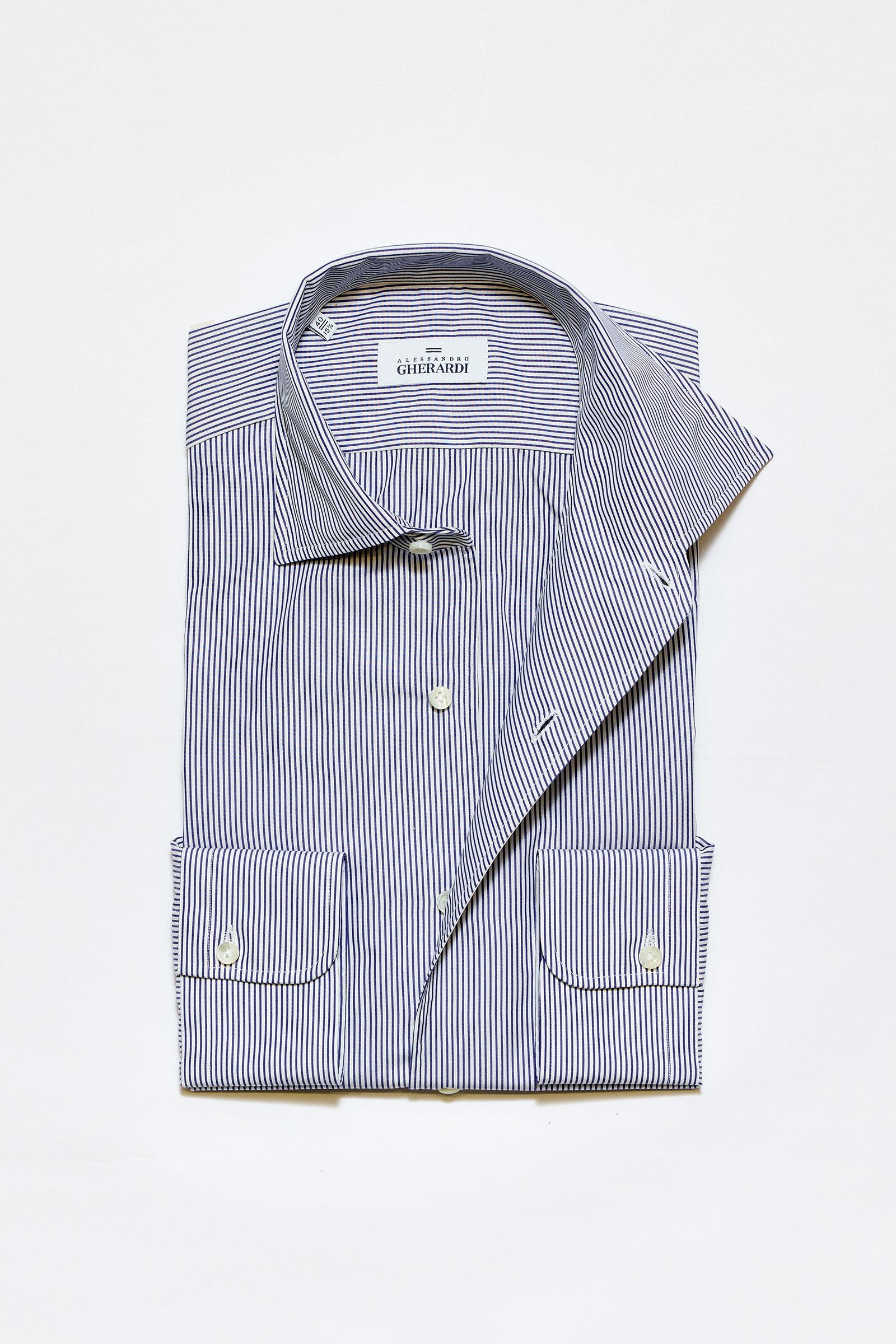 Lacivert Beyaz Çizgili One-Piece Pamuk Gömlek