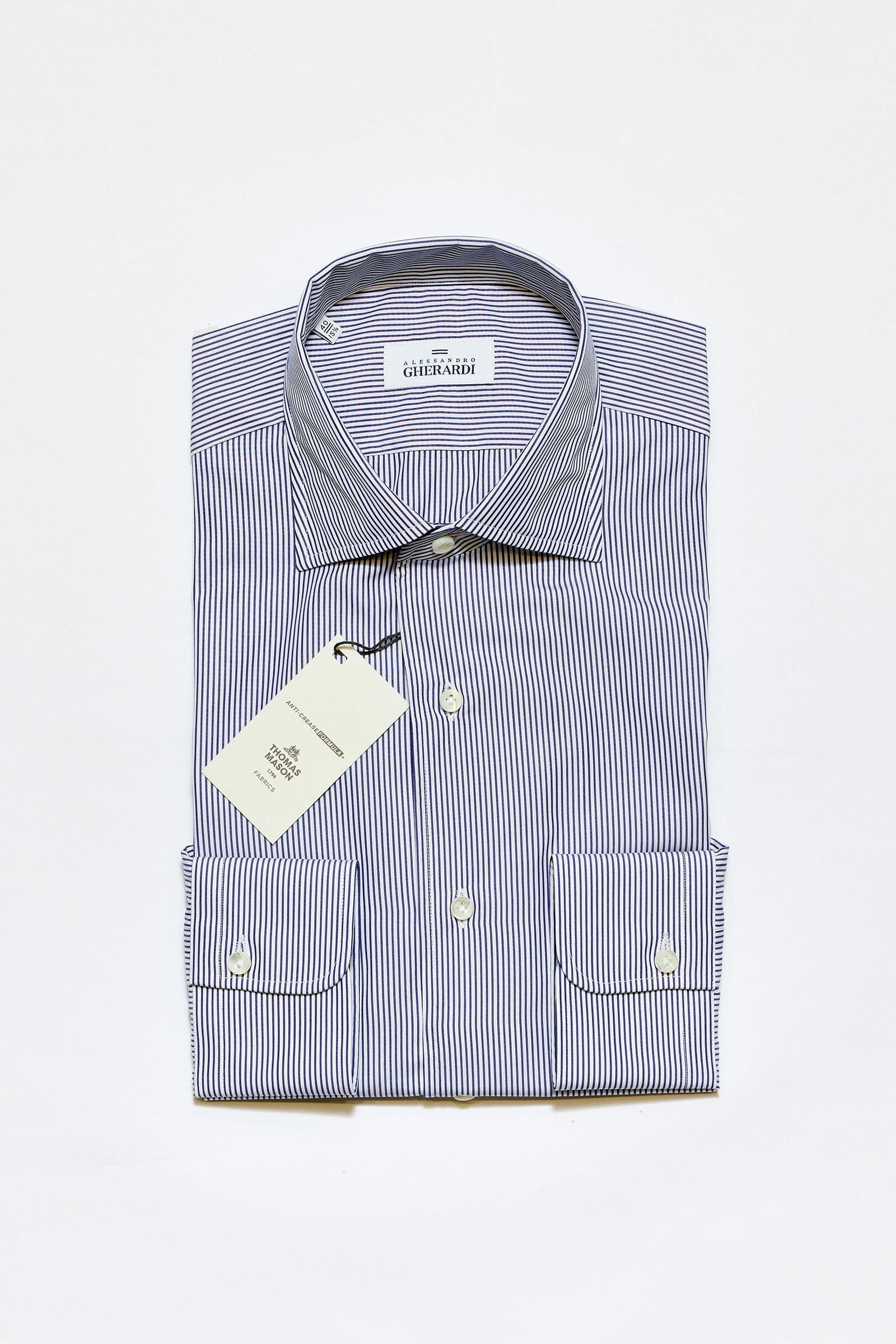 Lacivert Beyaz Çizgili One-Piece Pamuk Gömlek