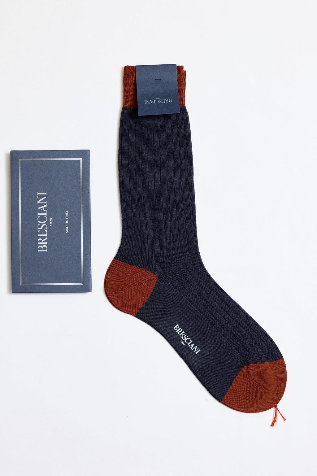 Lacivert Bordo Fitilli Yün Çorap - 1