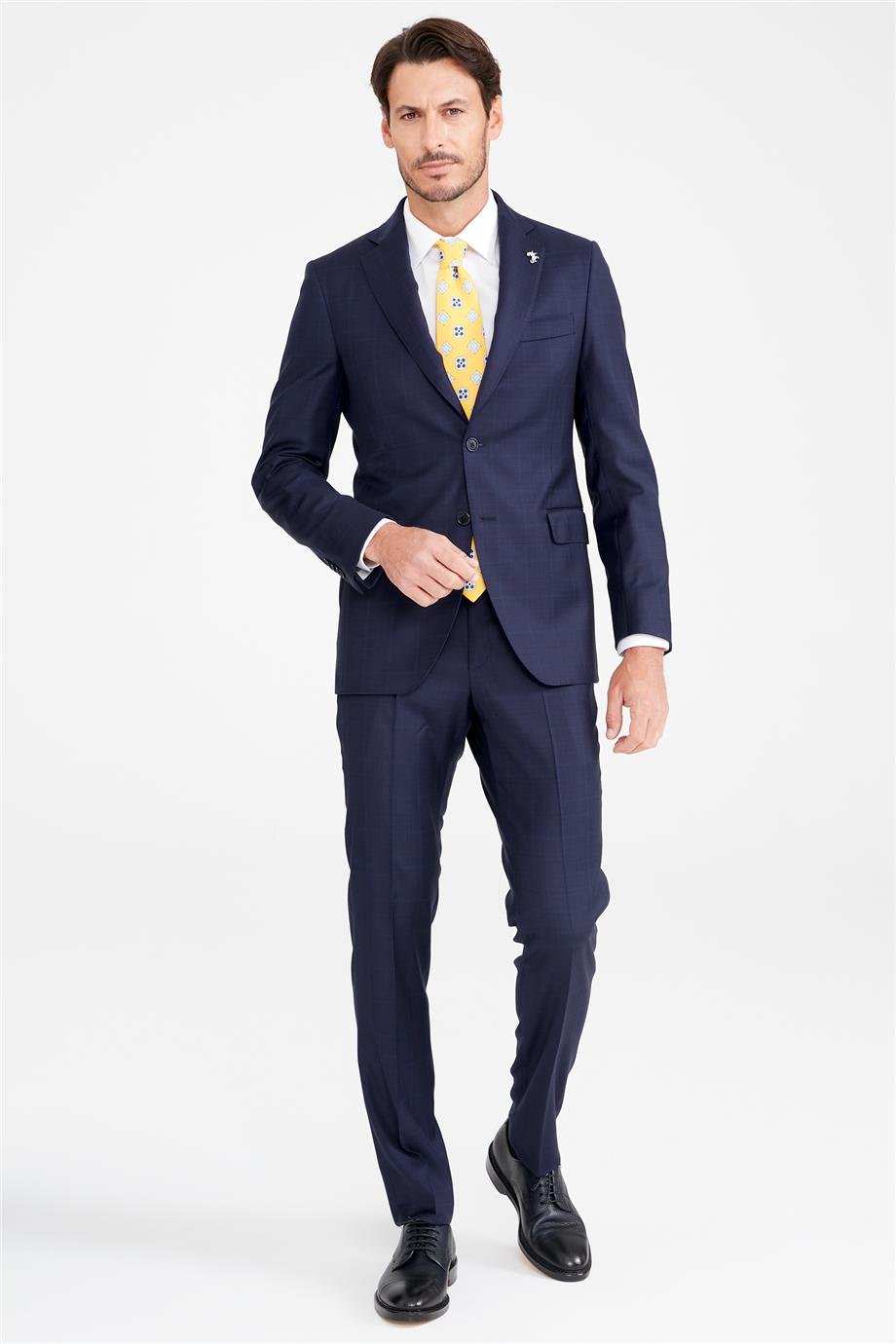 Lacivert Bordo Kareli Yün Takım Elbise - Image 2