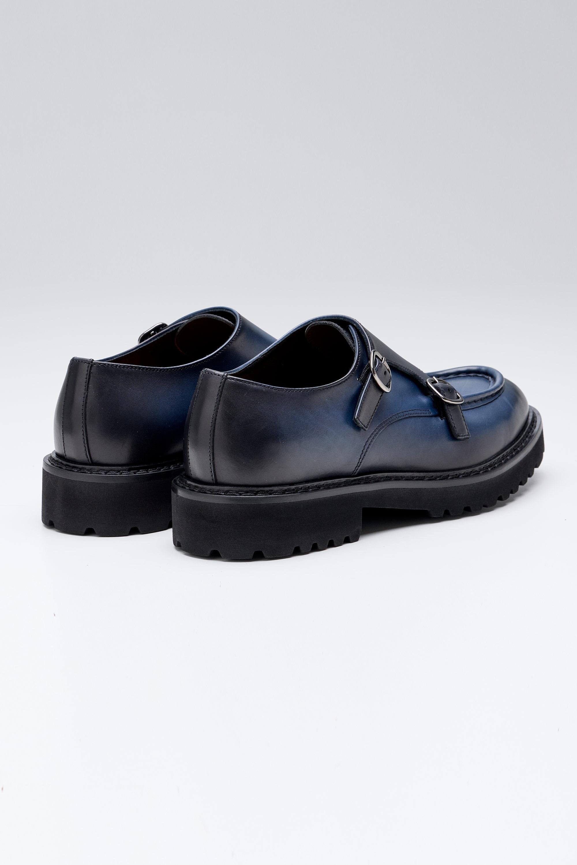 Lacivert Çift Tokalı Deri Ayakkabı - Image 4