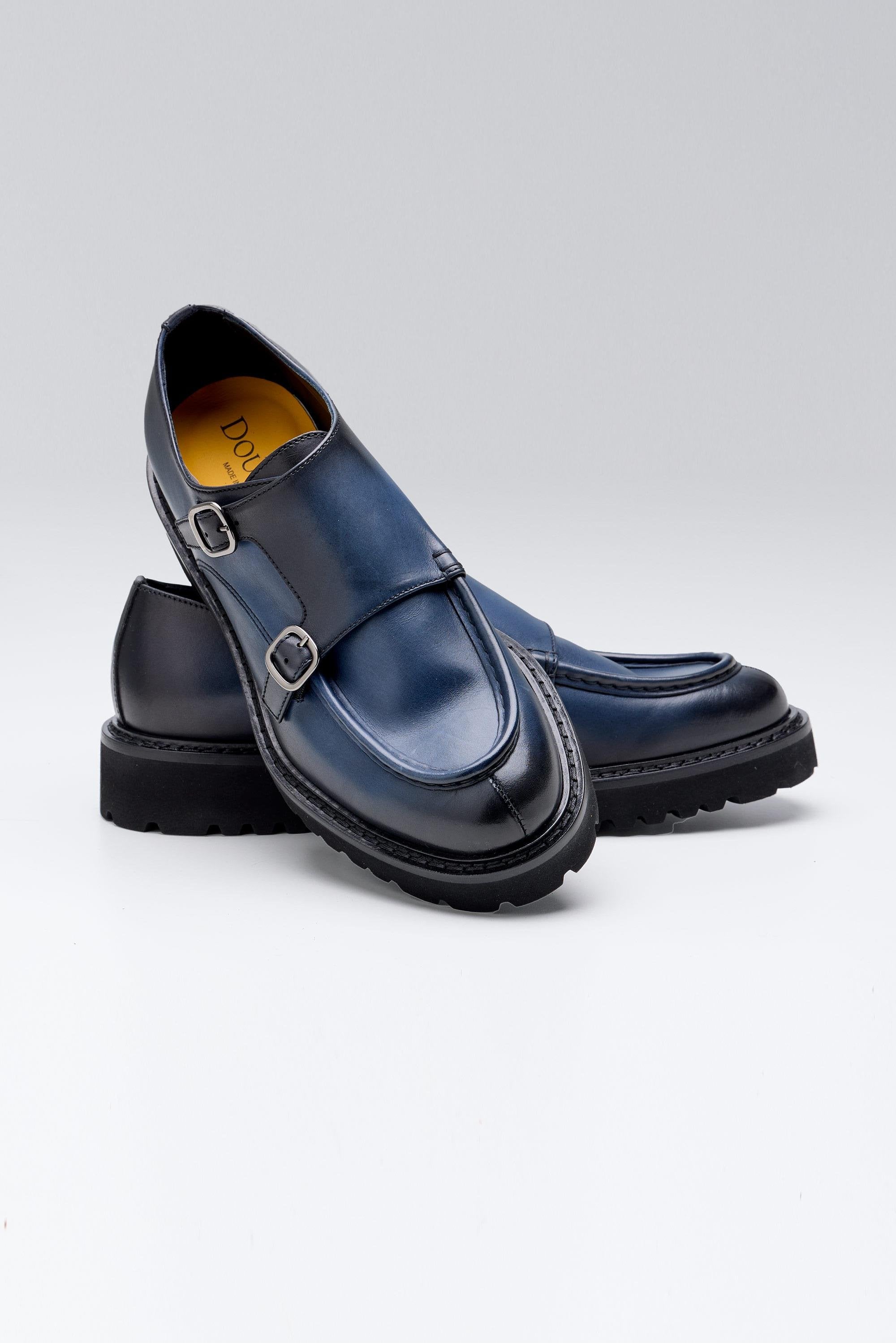 Lacivert Çift Tokalı Deri Ayakkabı - Image 5