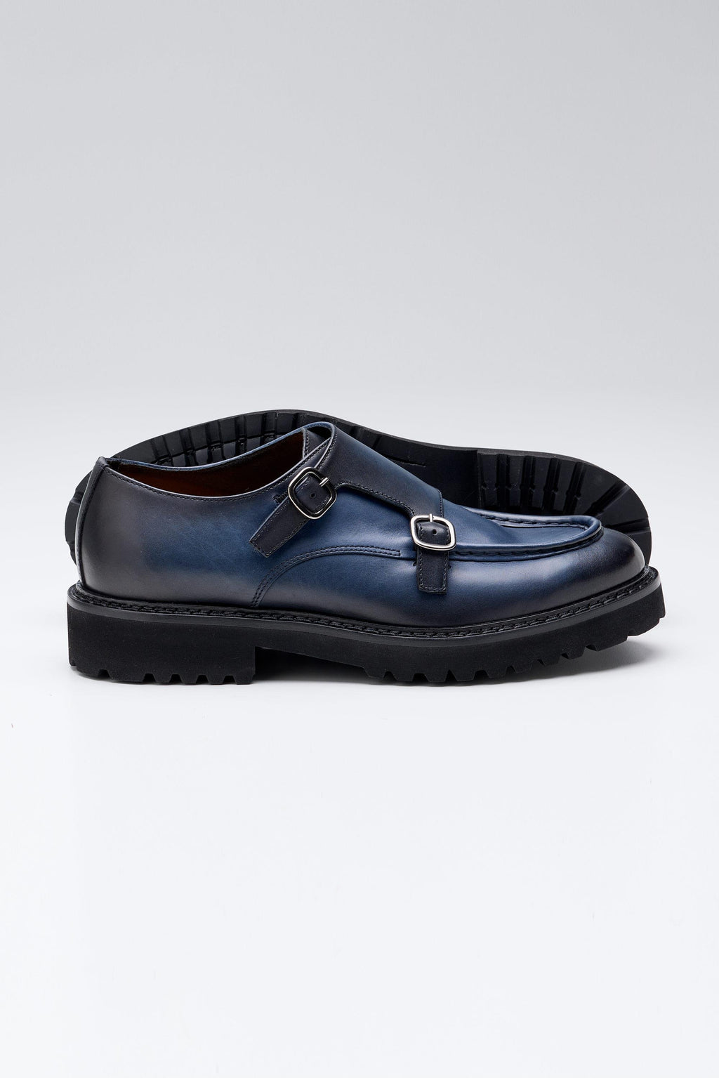 Lacivert Çift Tokalı Deri Ayakkabı - Image 2