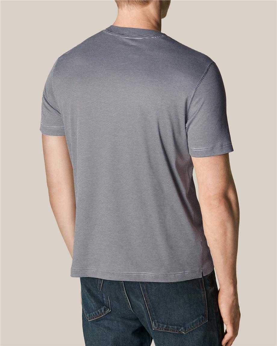Lacivert Çizgili Filo Di Scozia T-Shirt - 6