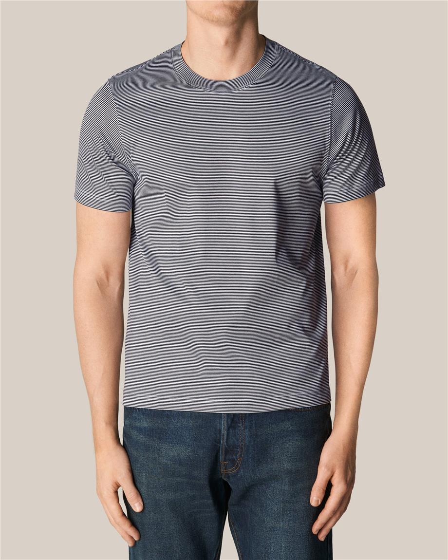 Lacivert Çizgili Filo Di Scozia T-Shirt - Image 3