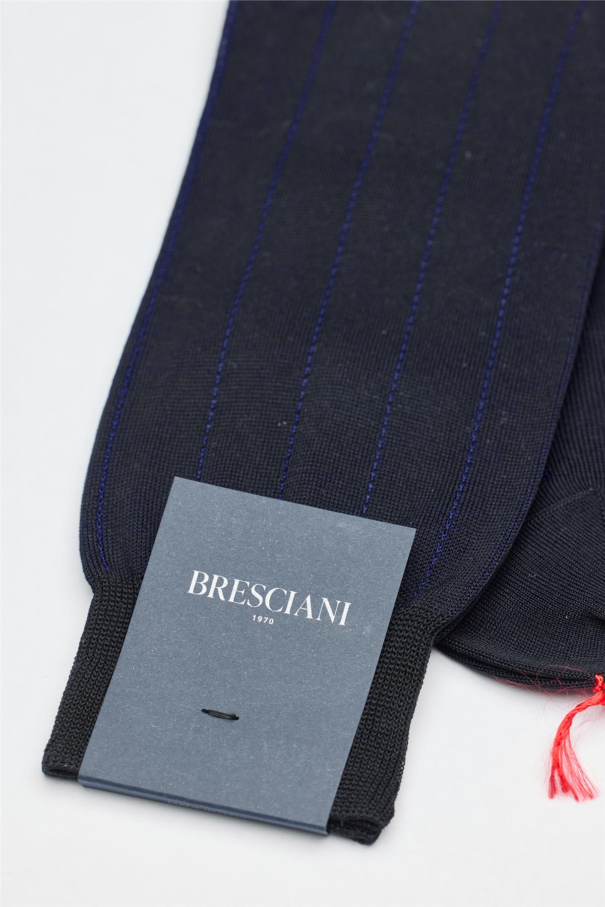 Lacivert Çizgili Merserize Pamuk Çorap - Image 2