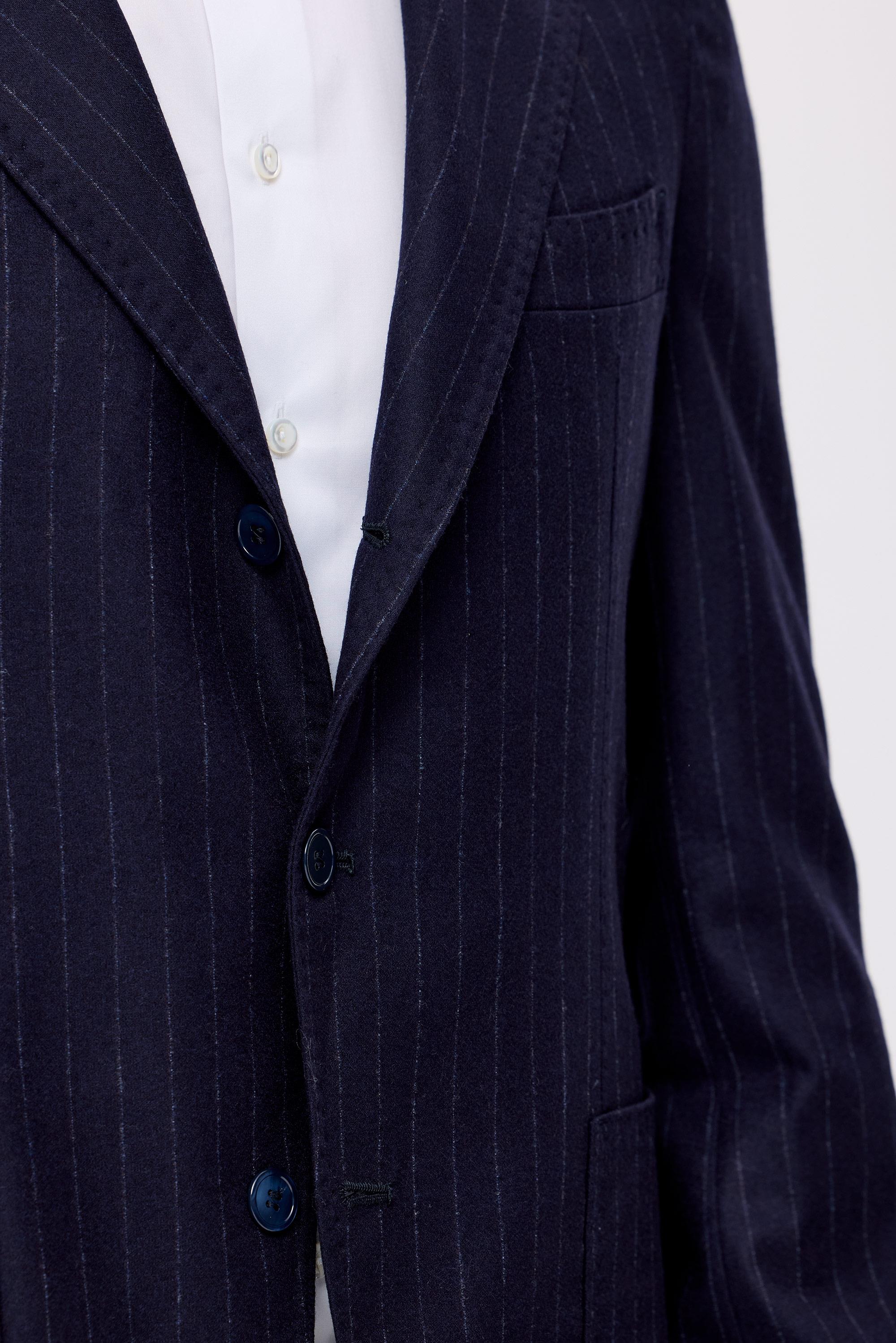 Lacivert Çizgili Saf Yün  Takım Elbise - Image 3