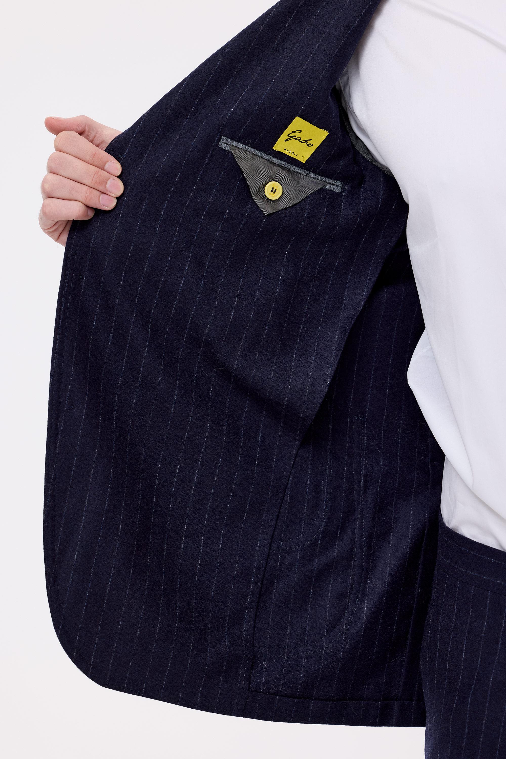 Lacivert Çizgili Saf Yün  Takım Elbise - Image 4