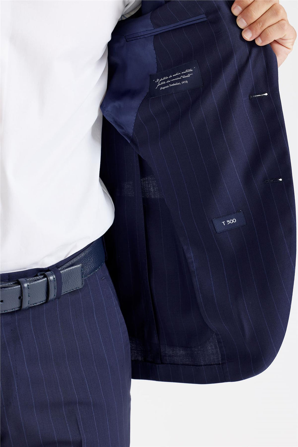 Lacivert Çizgili Yün Takım Elbise