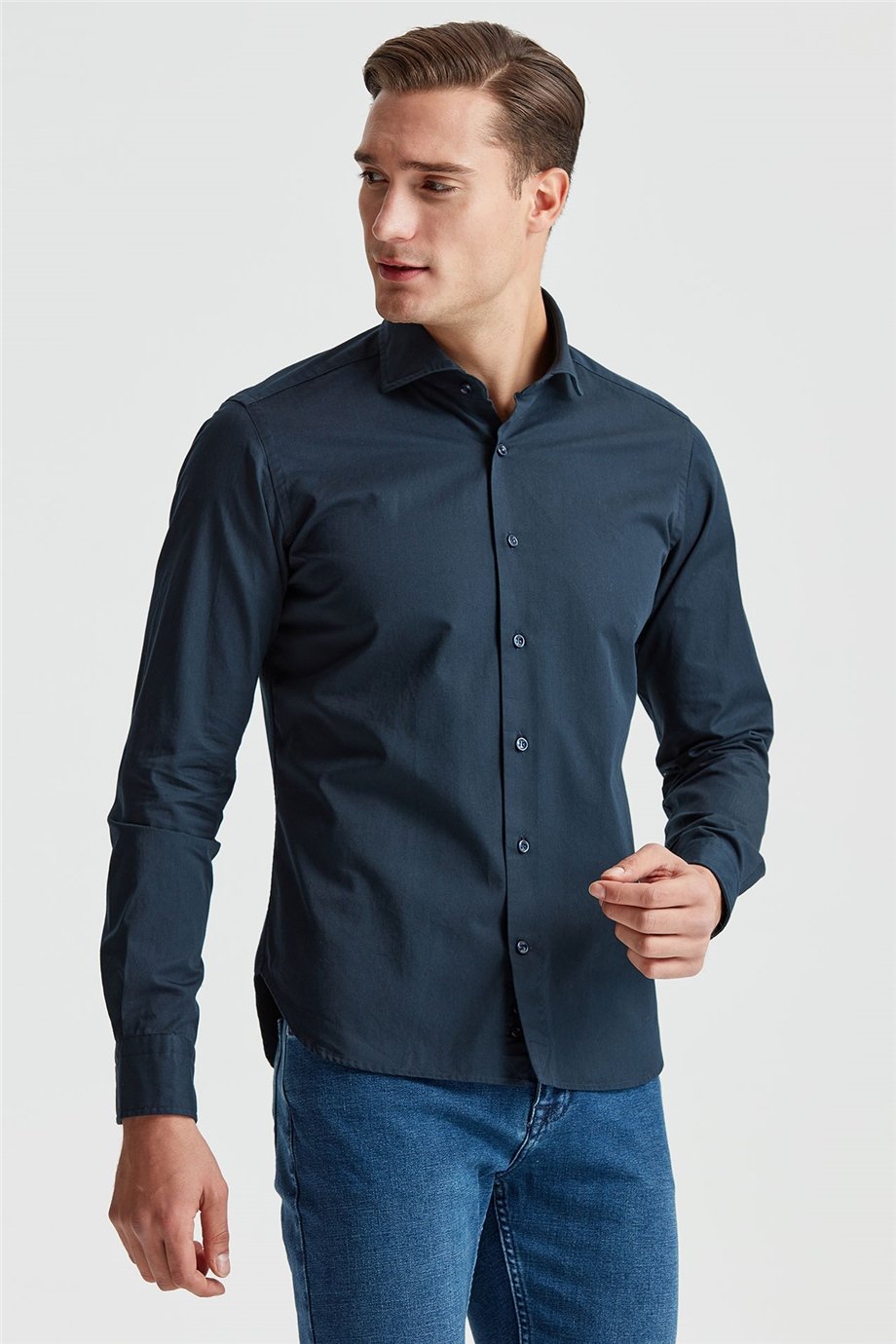 Lacivert Denim Gömlek - Image 3