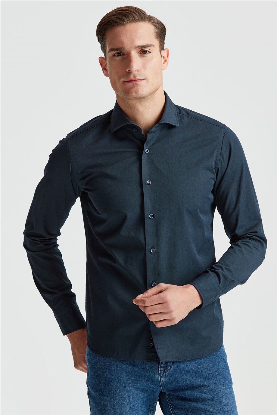 Lacivert Denim Gömlek - Image 4