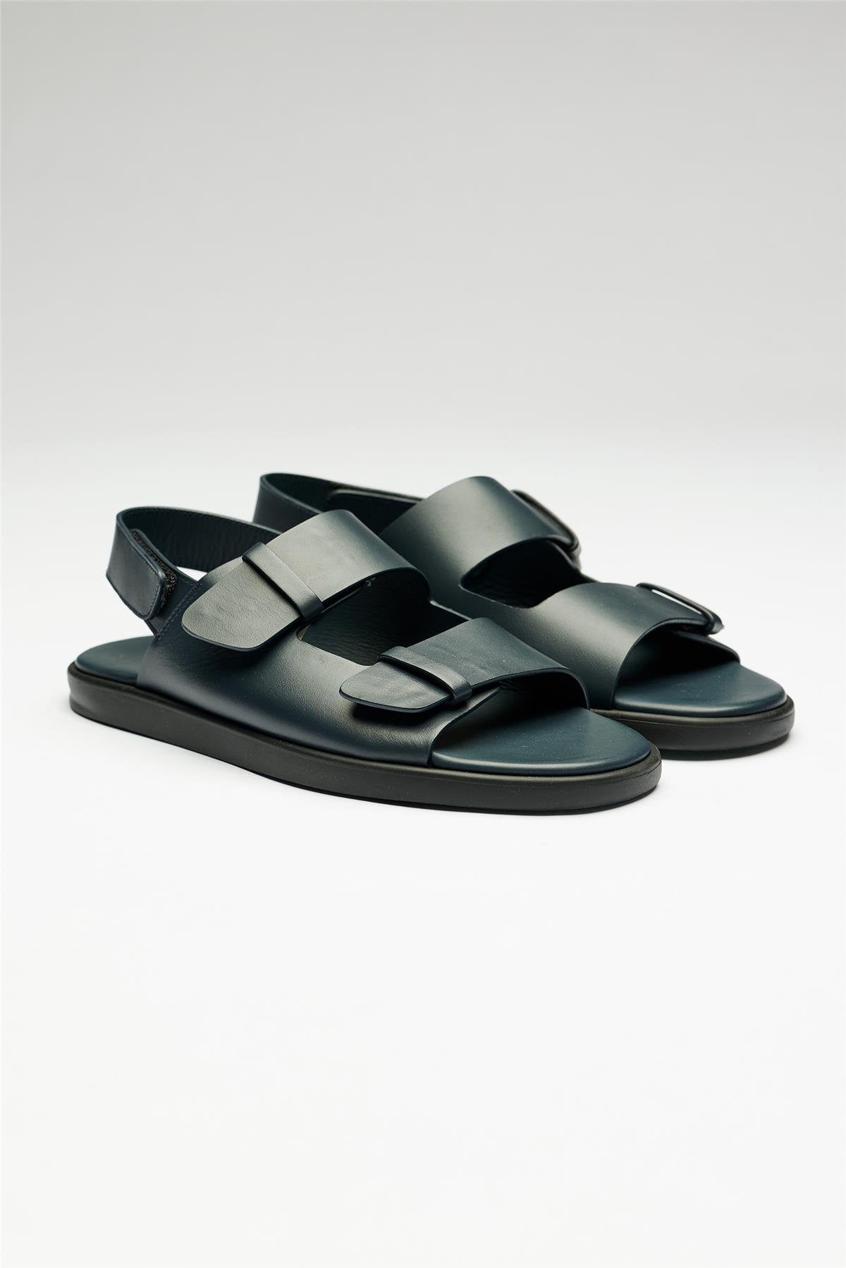 Lacivert Deri Sandalet - Image 4