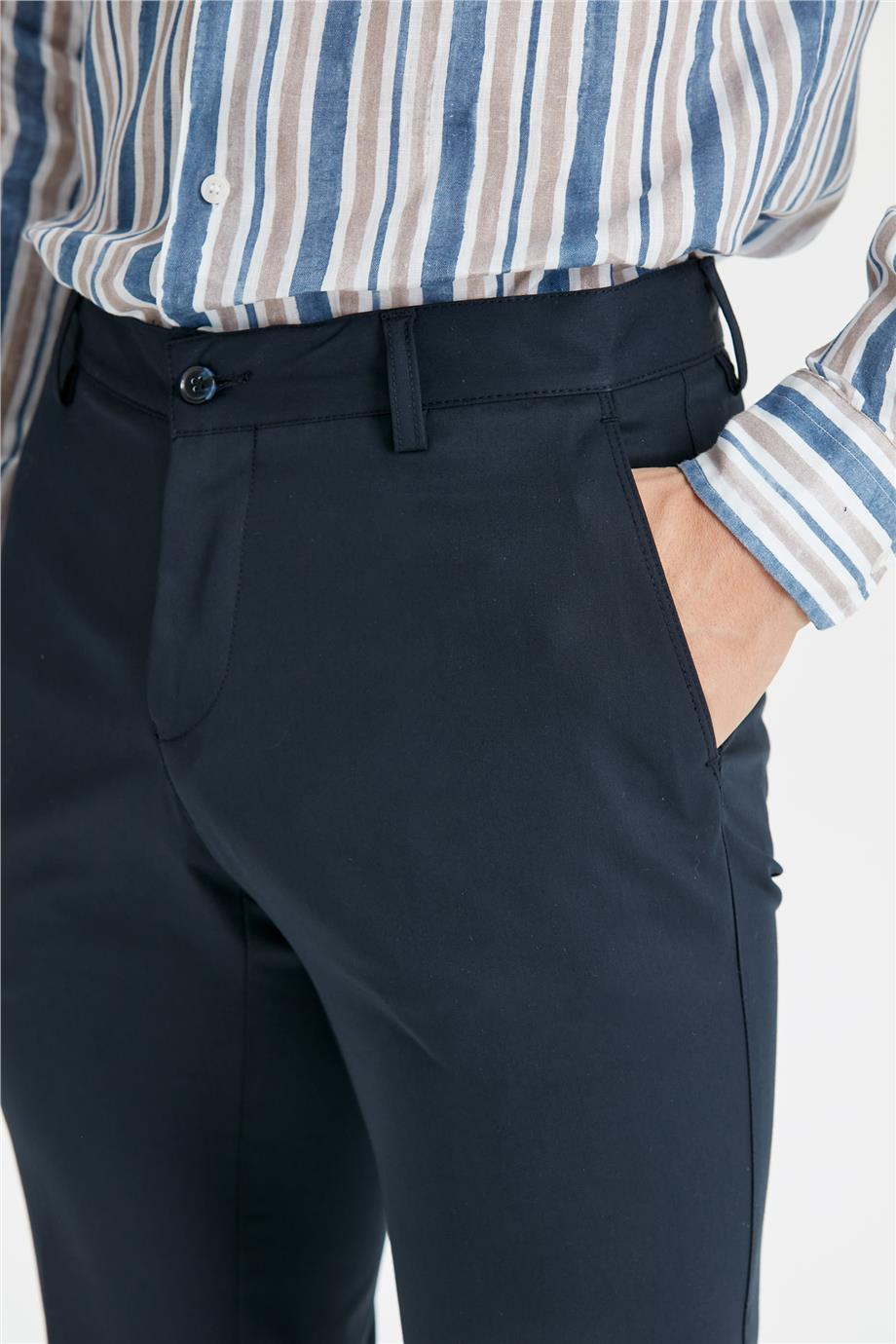 Lacivert Erkek Pamuk Pantolon - Image 4