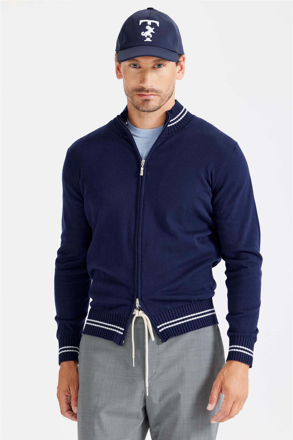 Lacivert Fermuarlı Pamuk Hırka - Image 2