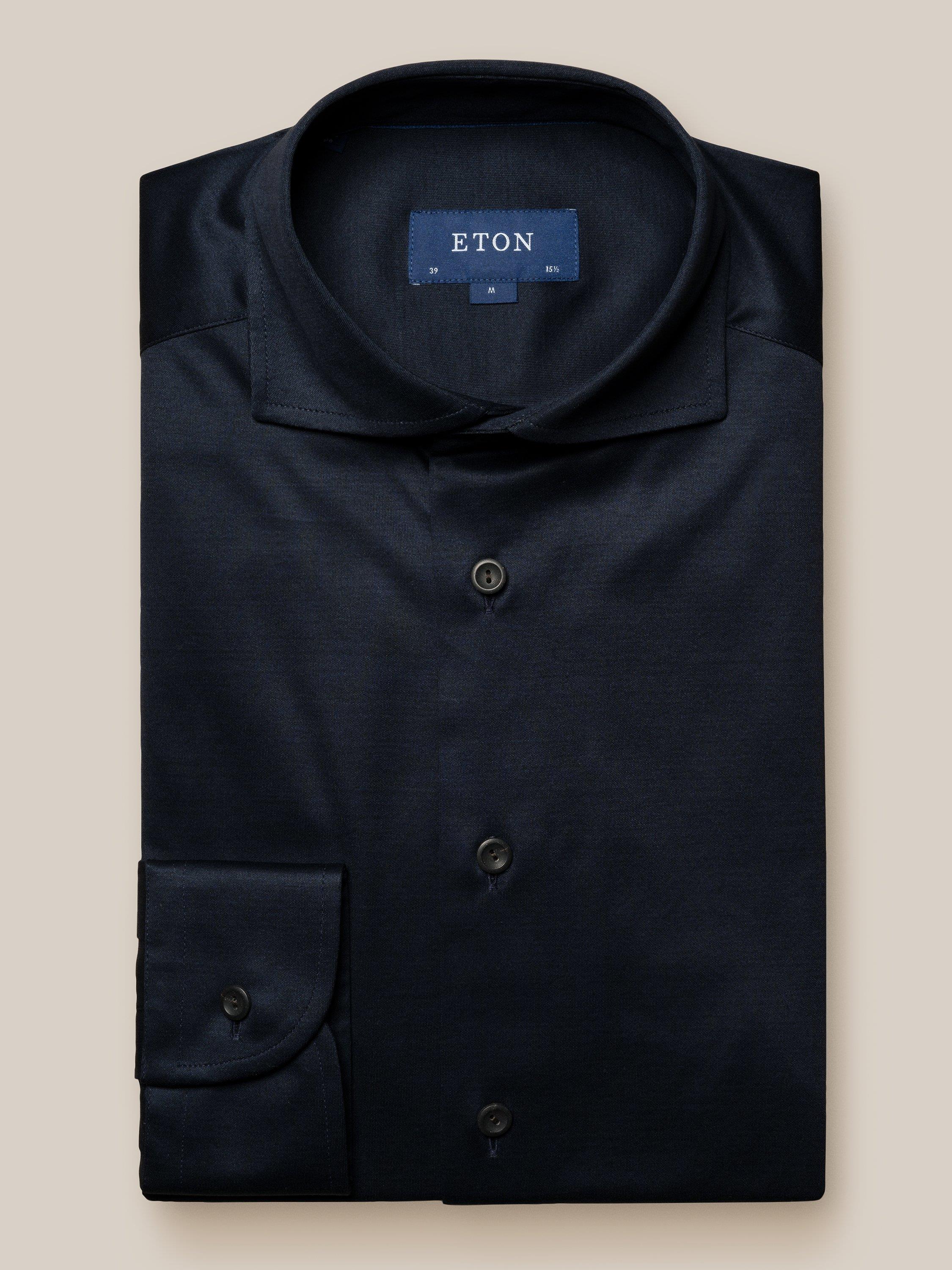 Lacivert Filo Di Scozia Jersey Gömlek - Image 1