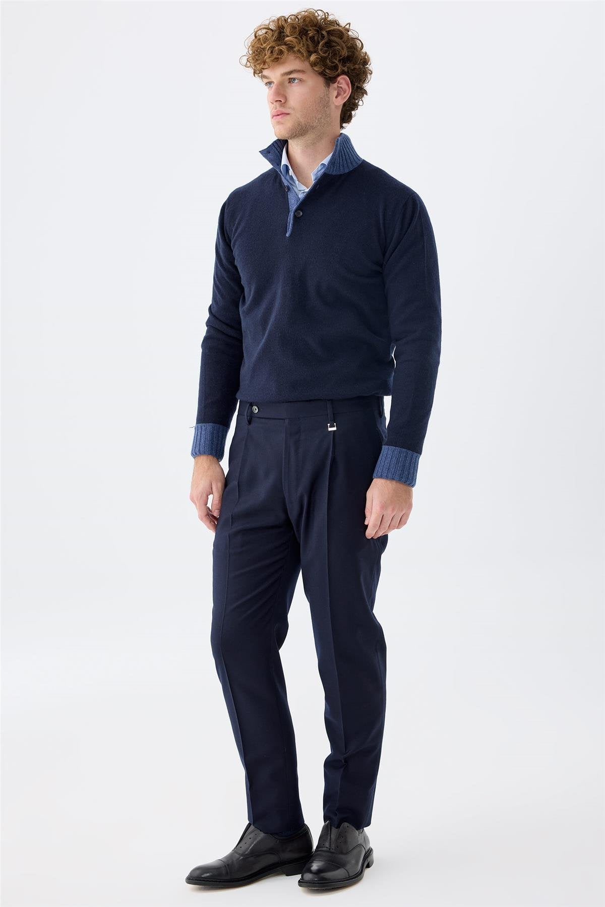 Lacivert Flanel Yün Pantolon - Image 3