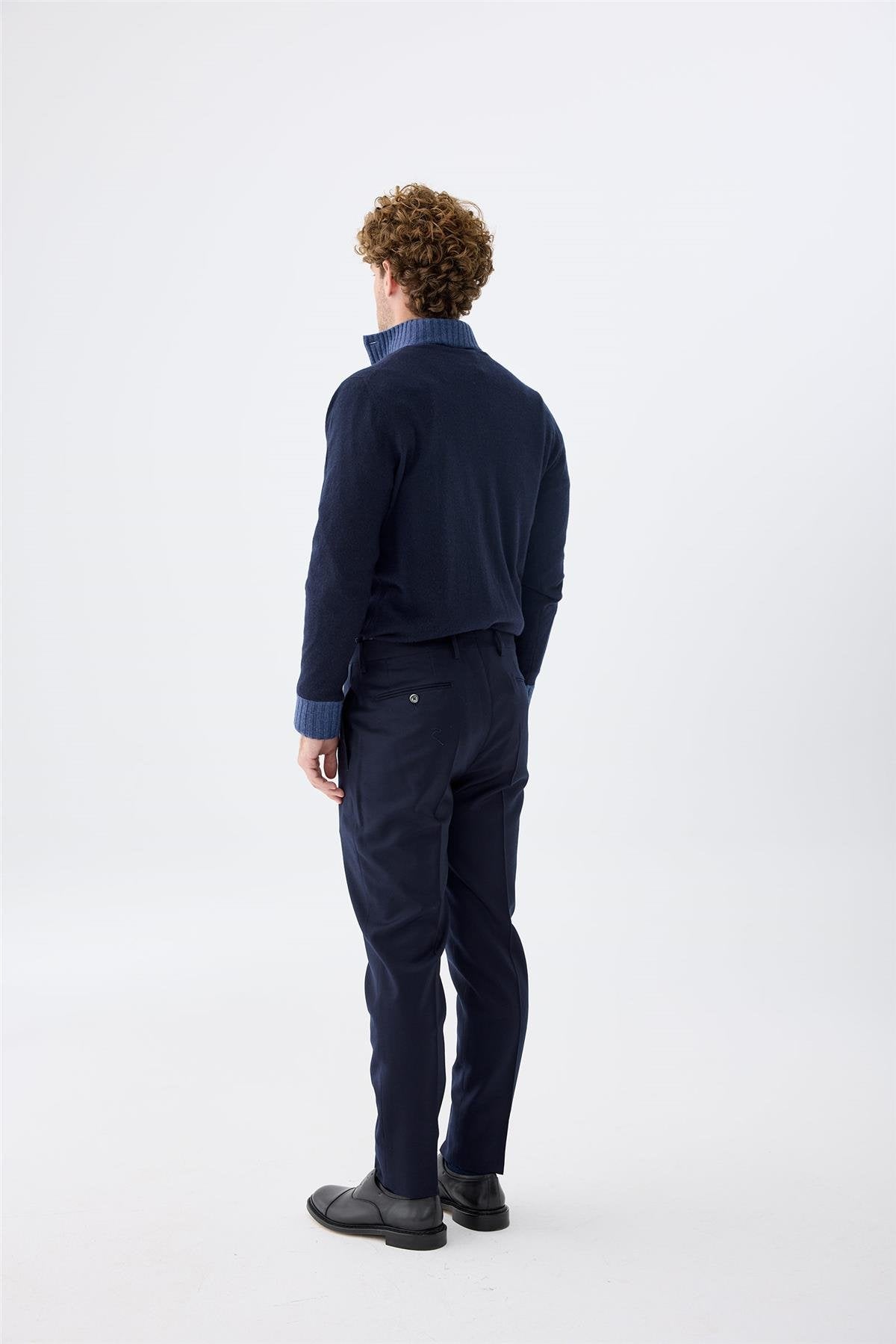 Lacivert Flanel Yün Pantolon - Image 5