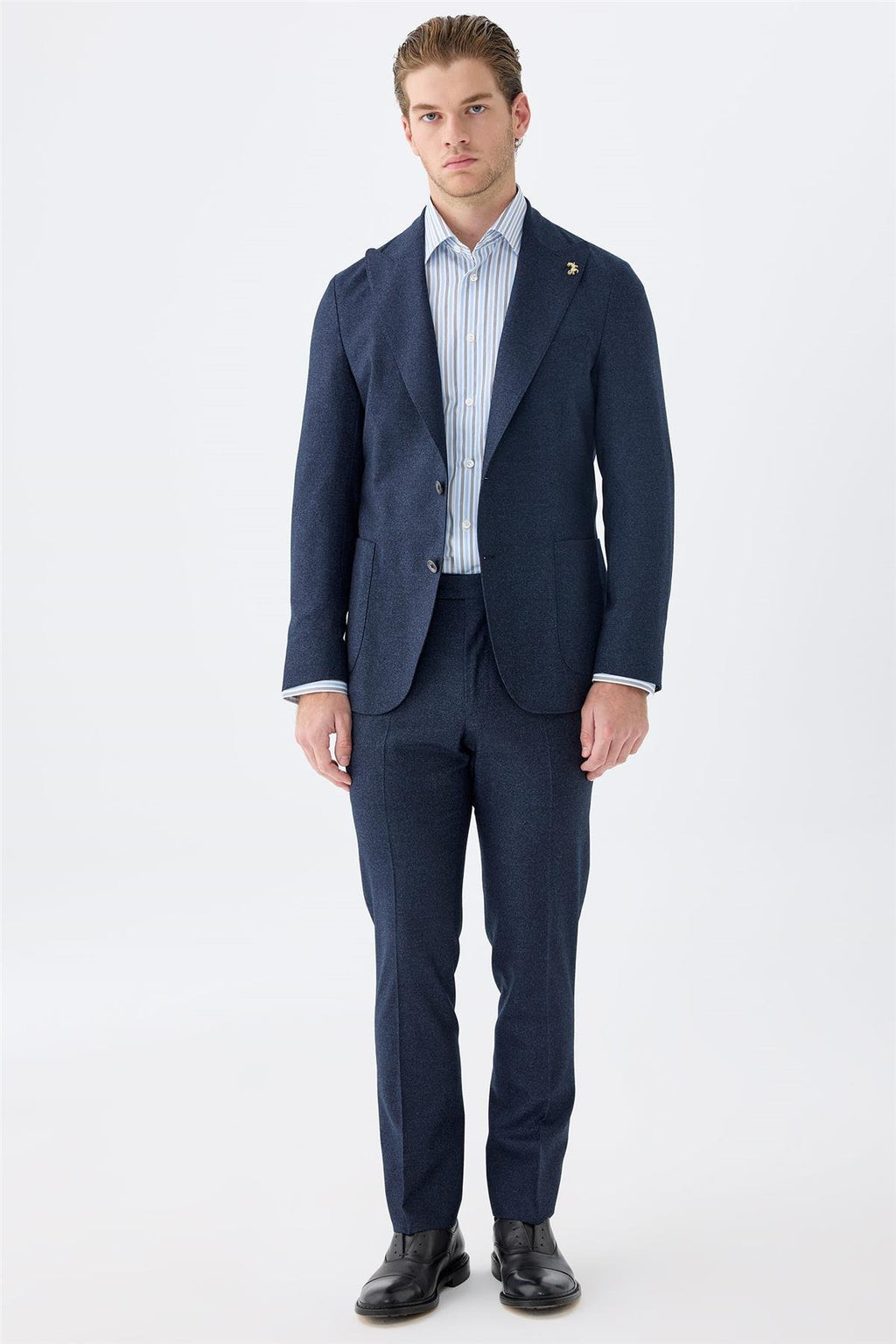 Lacivert Flanel Yün Takım Elbise - Image 1
