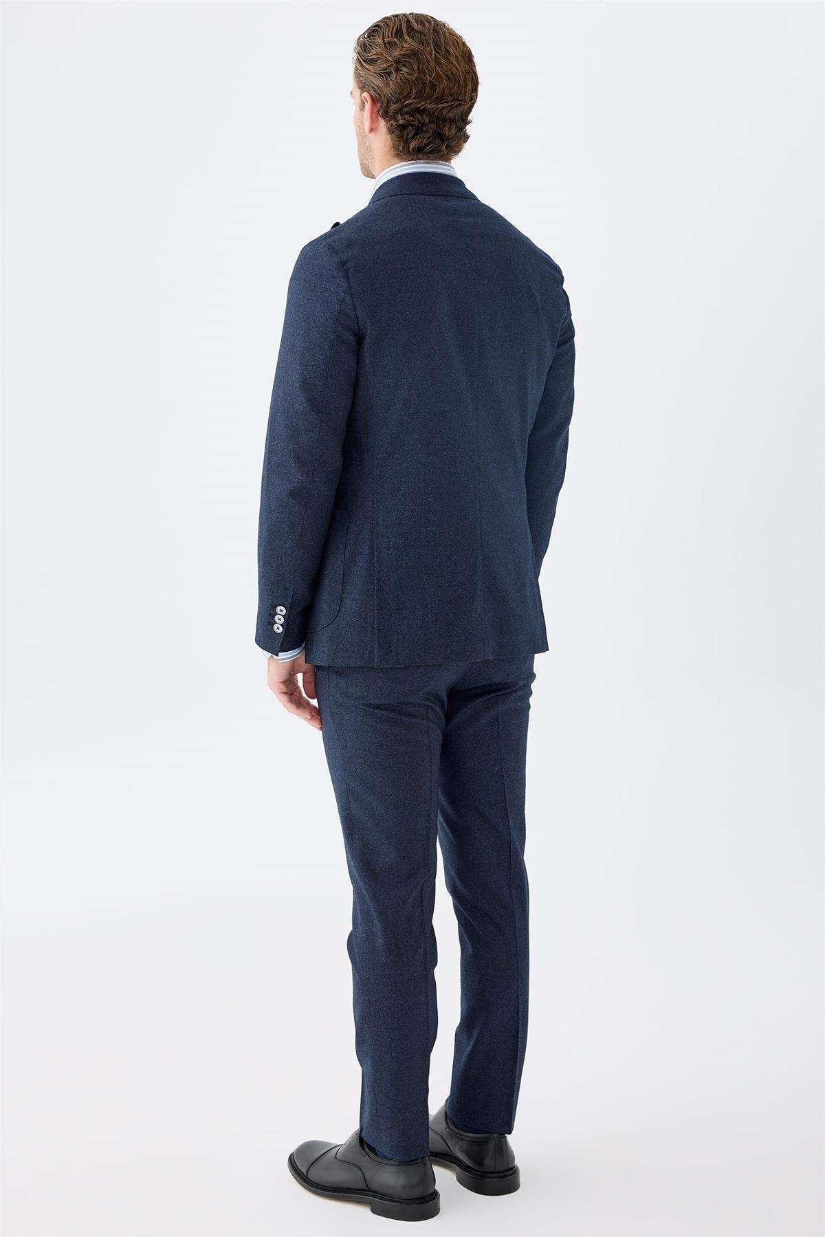 Lacivert Flanel Yün Takım Elbise - Image 5