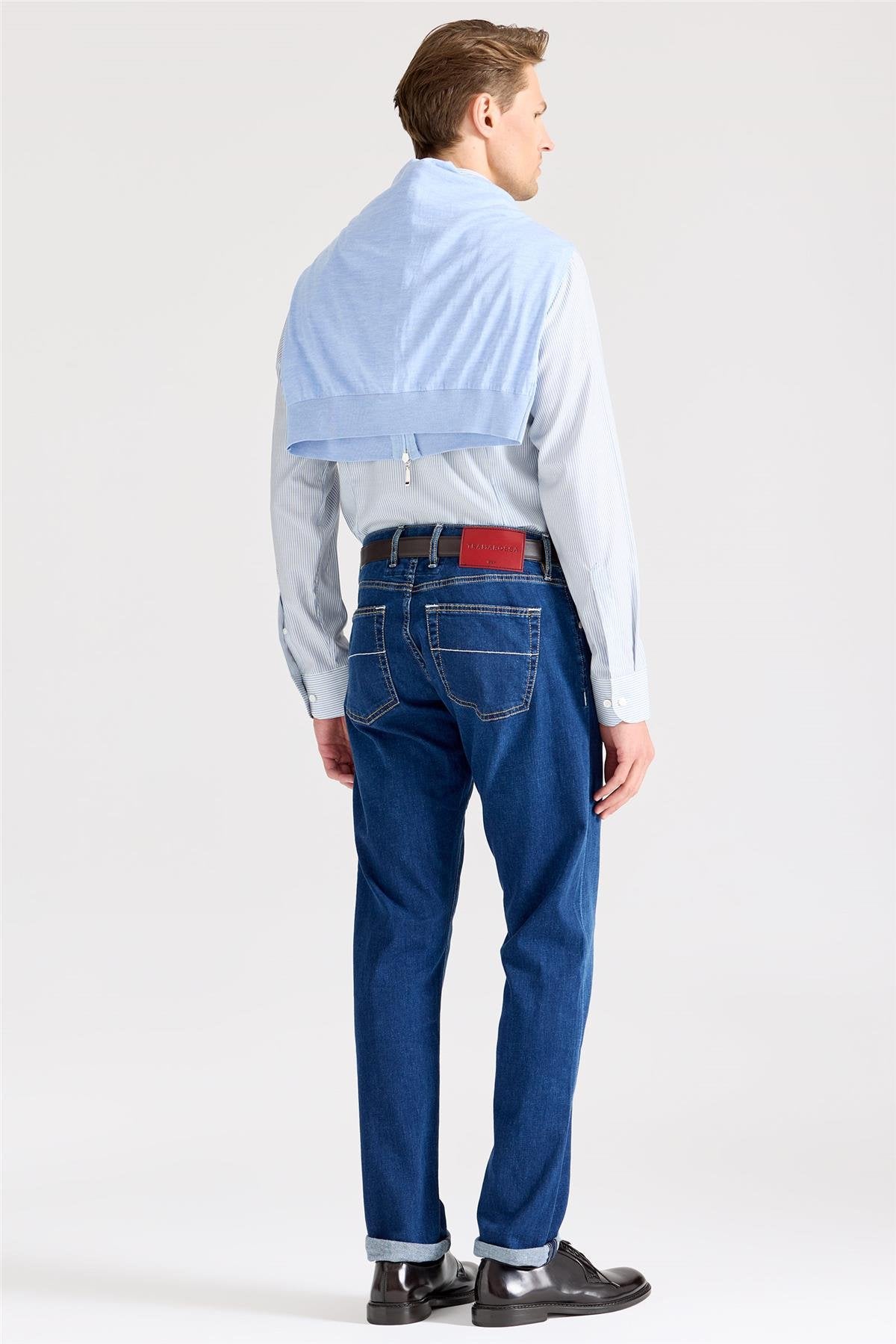Lacivert Giza Pamuk Denim Pantolon - Image 3