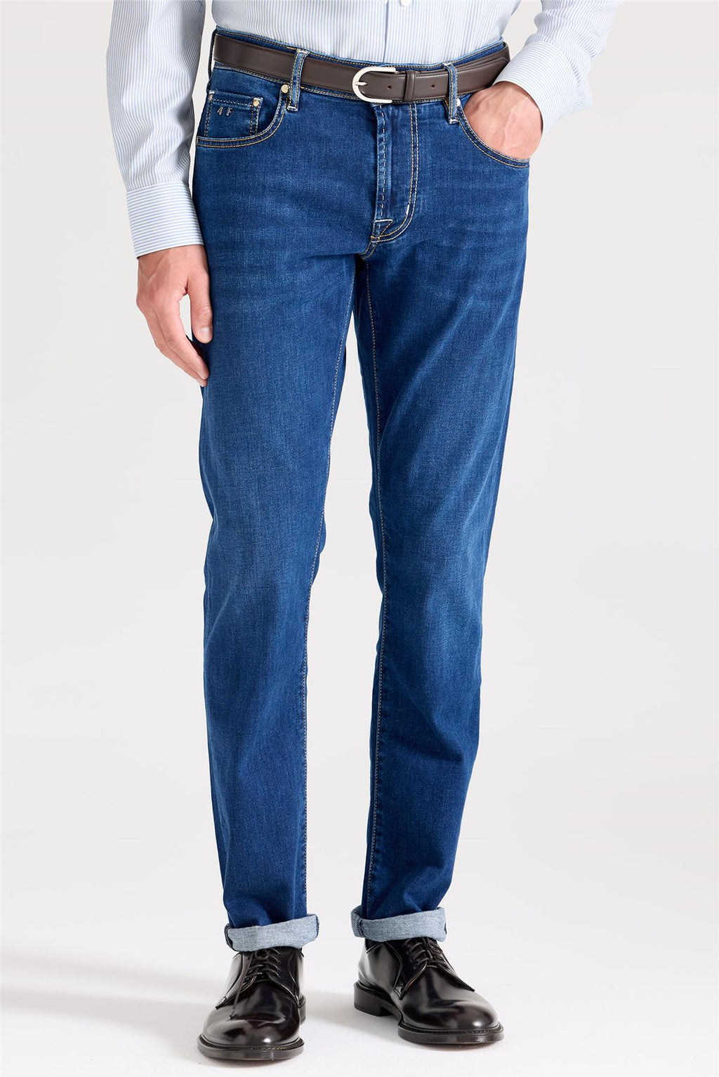 Lacivert Giza Pamuk Denim Pantolon - 6
