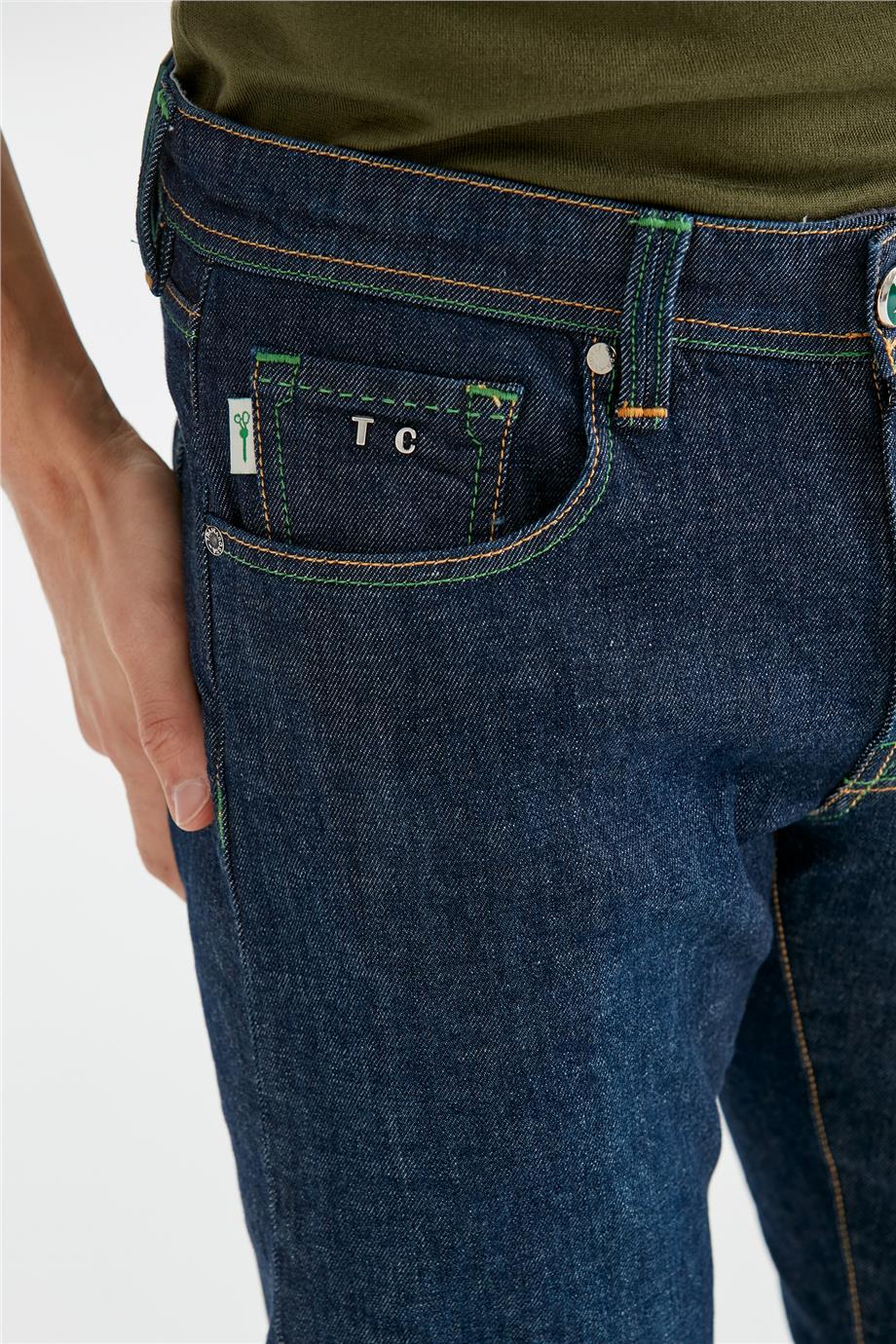Lacivert Ham Denim Pantolon - 6