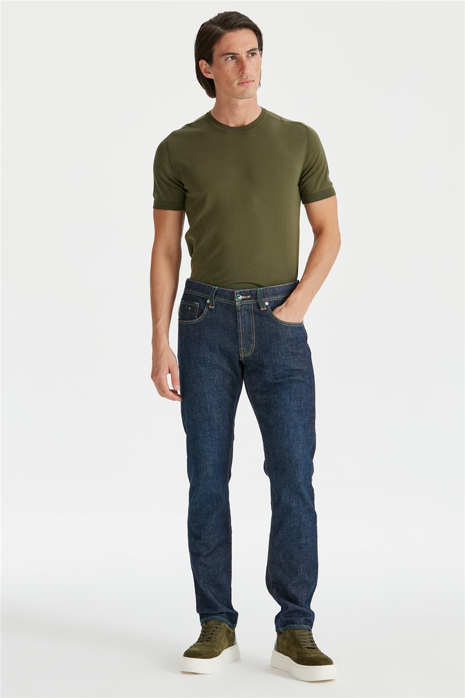 Lacivert Ham Denim Pantolon - 1