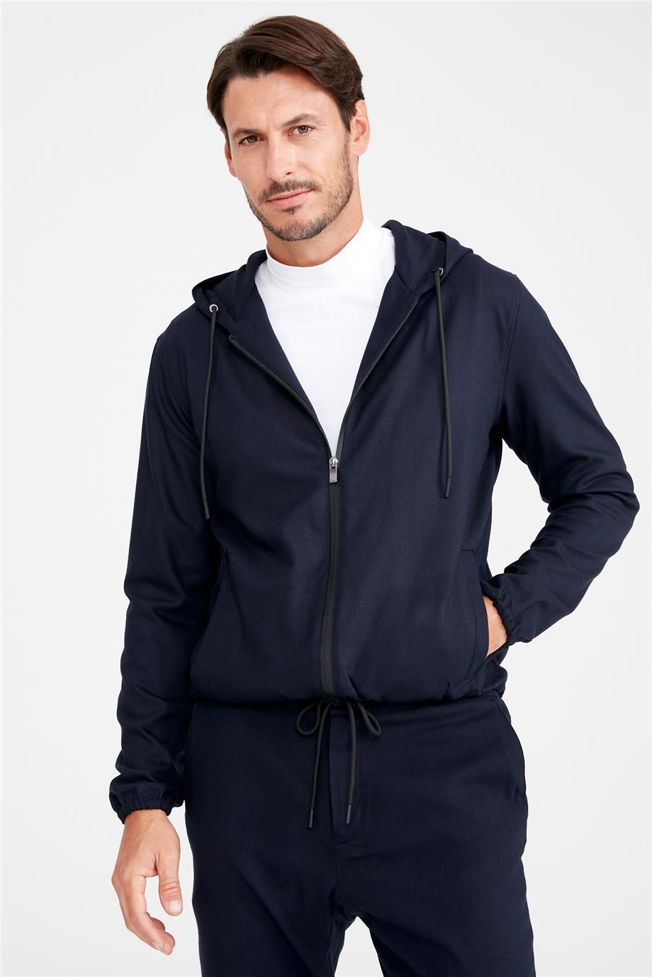 Lacivert Kapüşonlu Sweatmont - 6