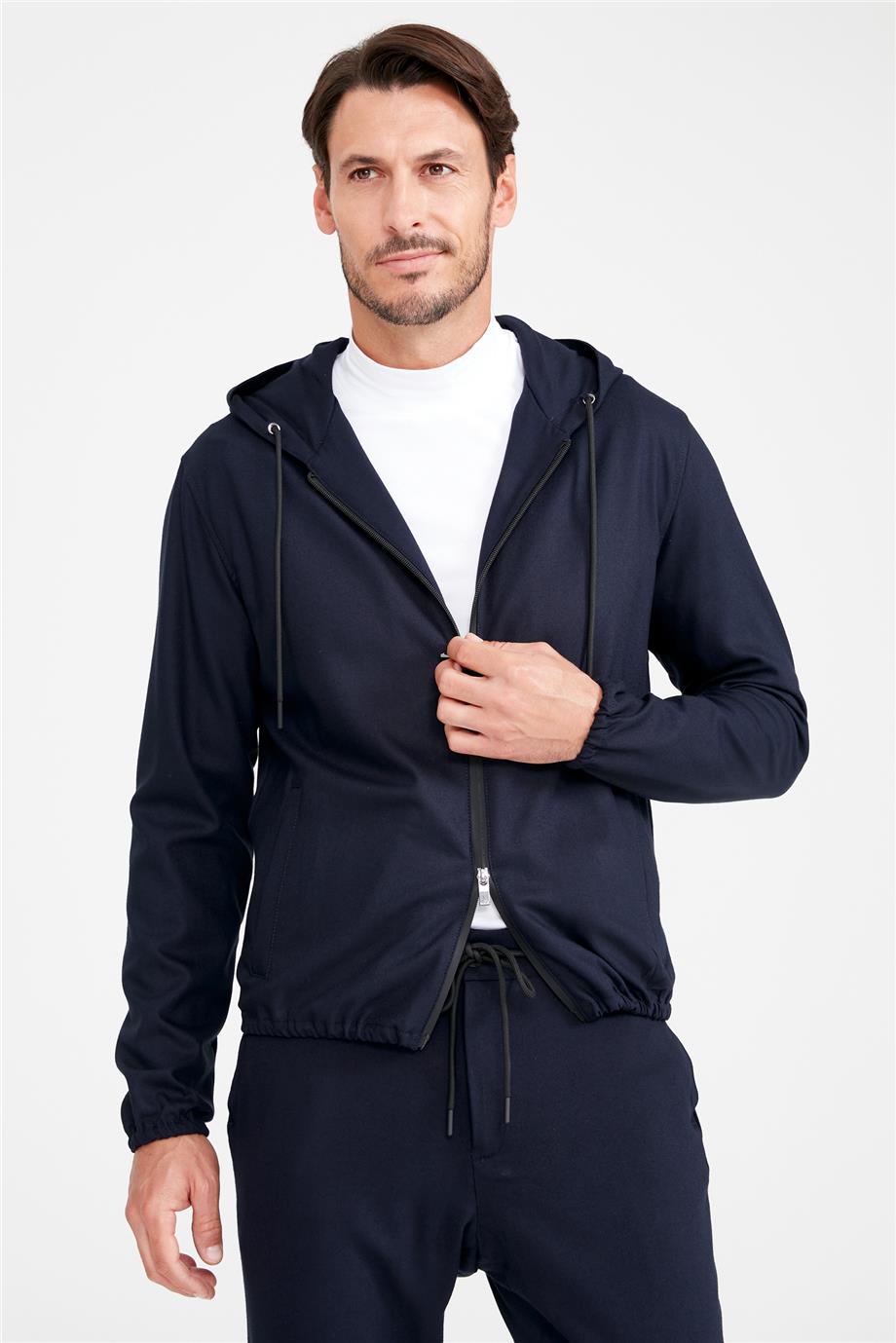 Lacivert Kapüşonlu Sweatmont - 1