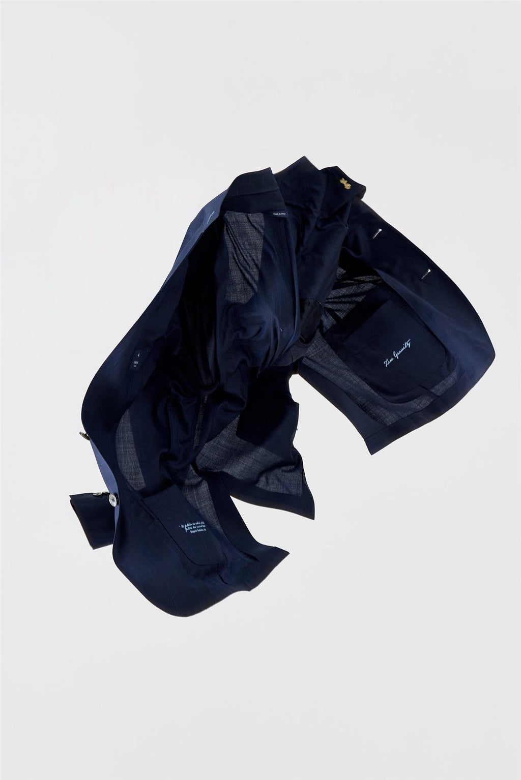 Lacivert Kareli Yün Takım Elbise - Image 2