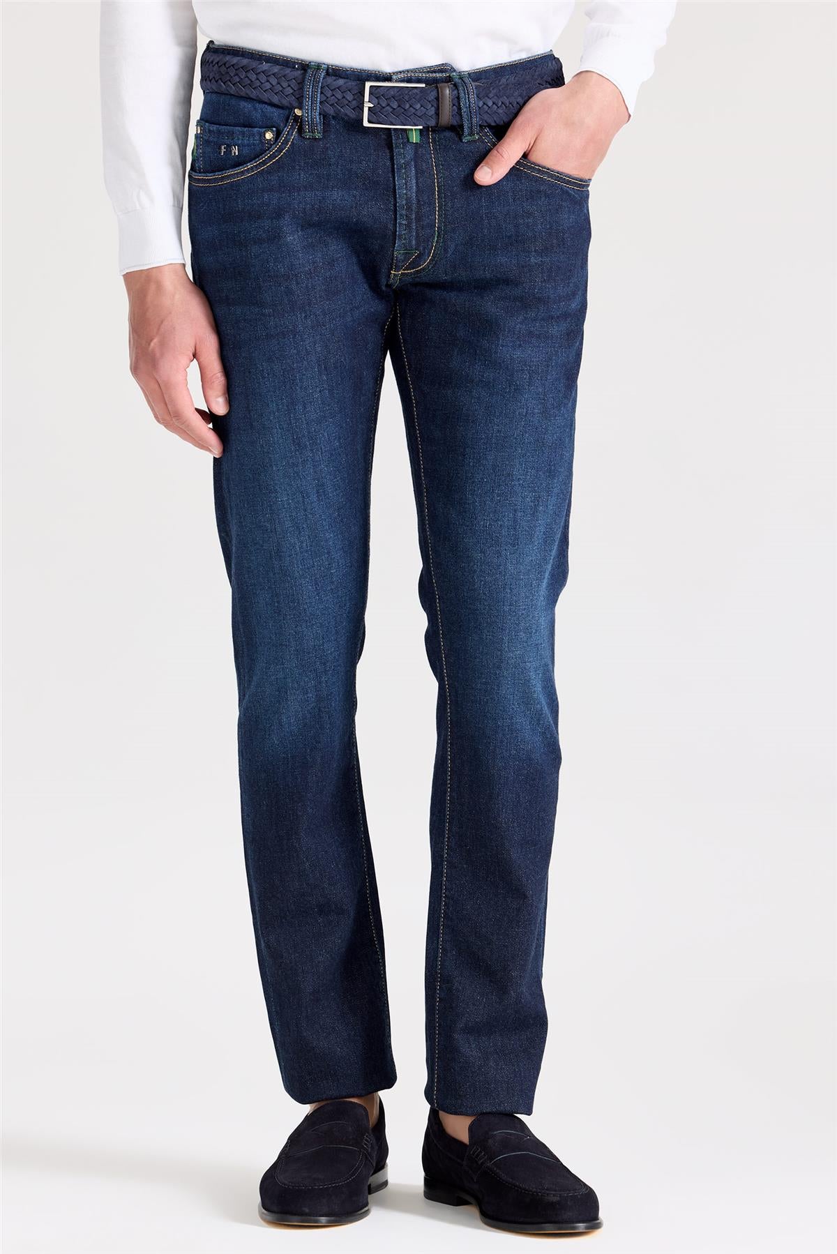 Lacivert Kaşmirli Denim Pantolon - 2