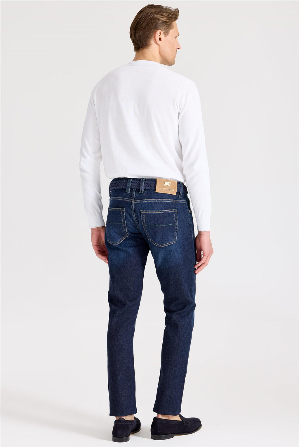 Lacivert Kaşmirli Denim Pantolon - 7
