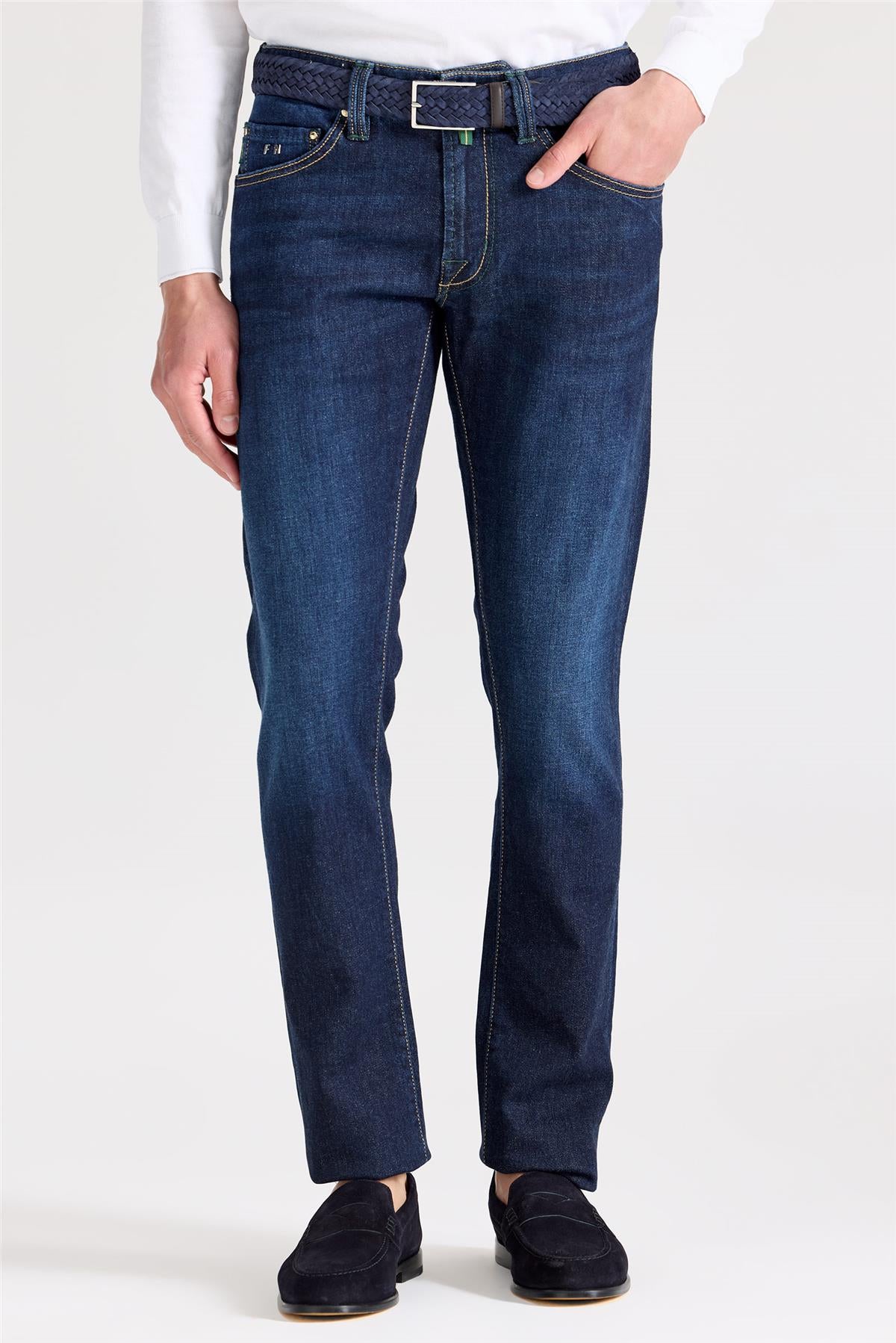 Lacivert Kaşmirli Denim Pantolon - 1