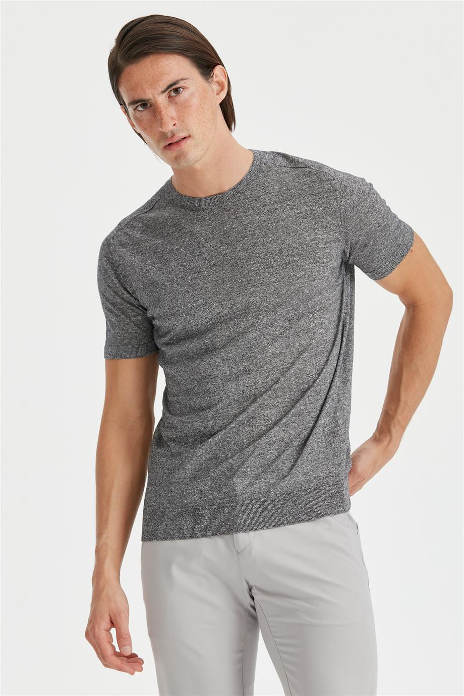 Lacivert Kısa Kollu Pamuk Triko - Image 3