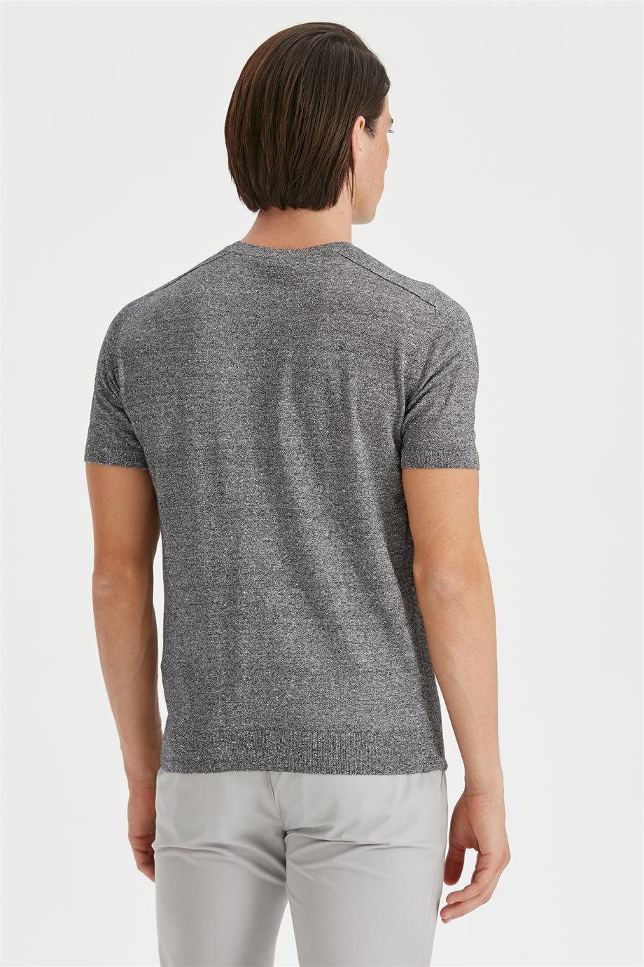 Lacivert Kısa Kollu Pamuk Triko - Image 4