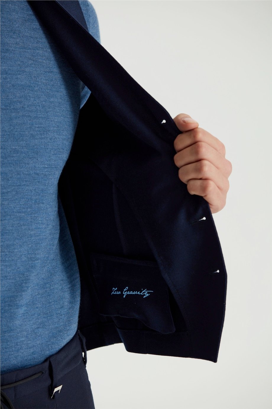 Lacivert Klasik Flanel Yün Yelek - Image 5