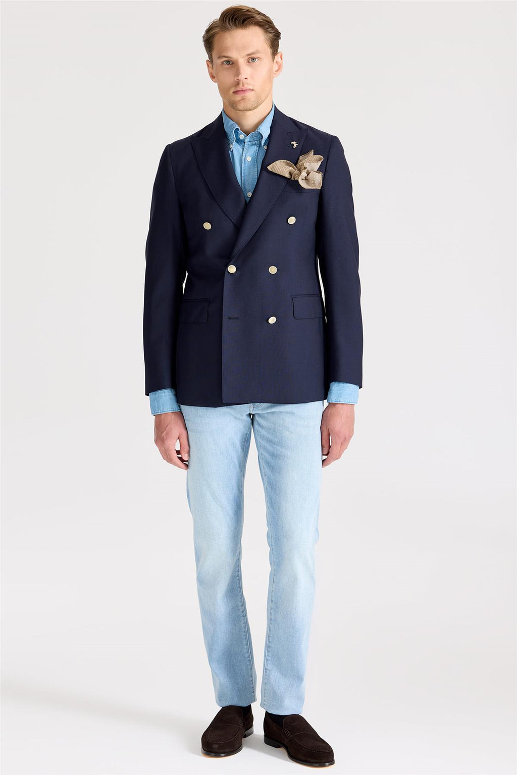 Lacivert Kruvaze Yün Blazer Ceket - Image 2