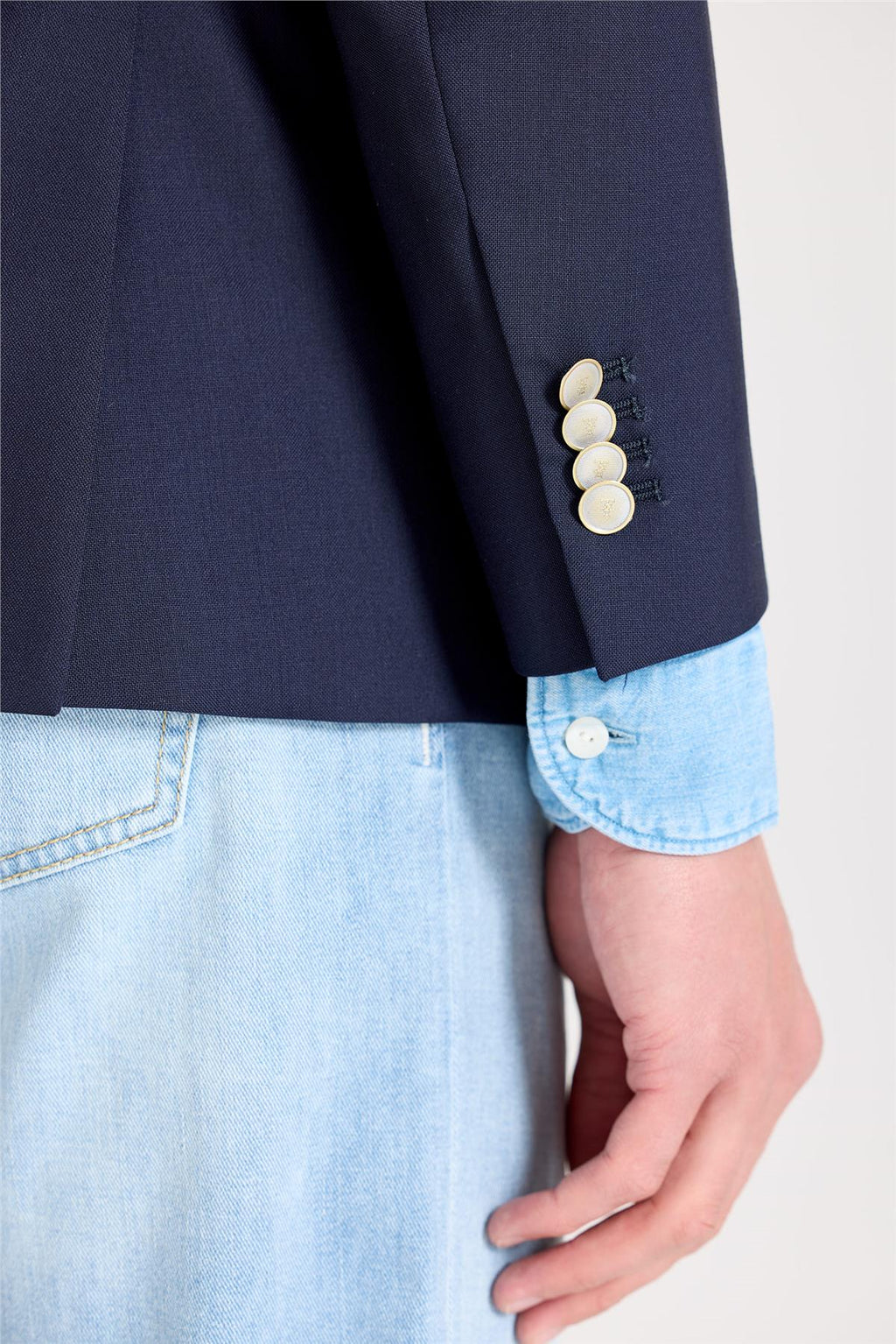 Lacivert Kruvaze Yün Blazer Ceket - 9