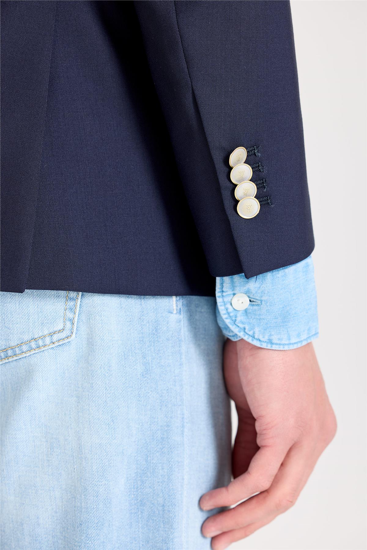 Lacivert Kruvaze Yün Blazer Ceket - 9
