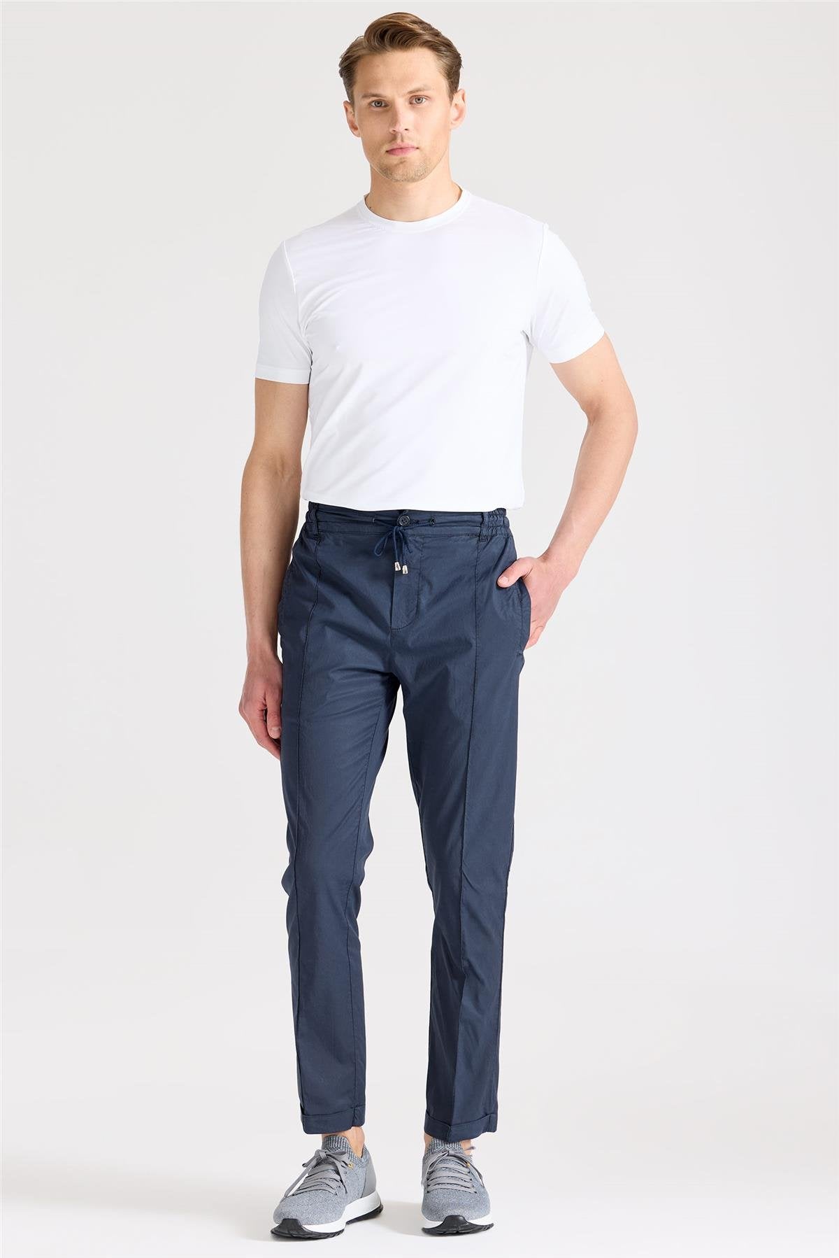 Lacivert Likra Pamuk Spor Pantolon - Image 5