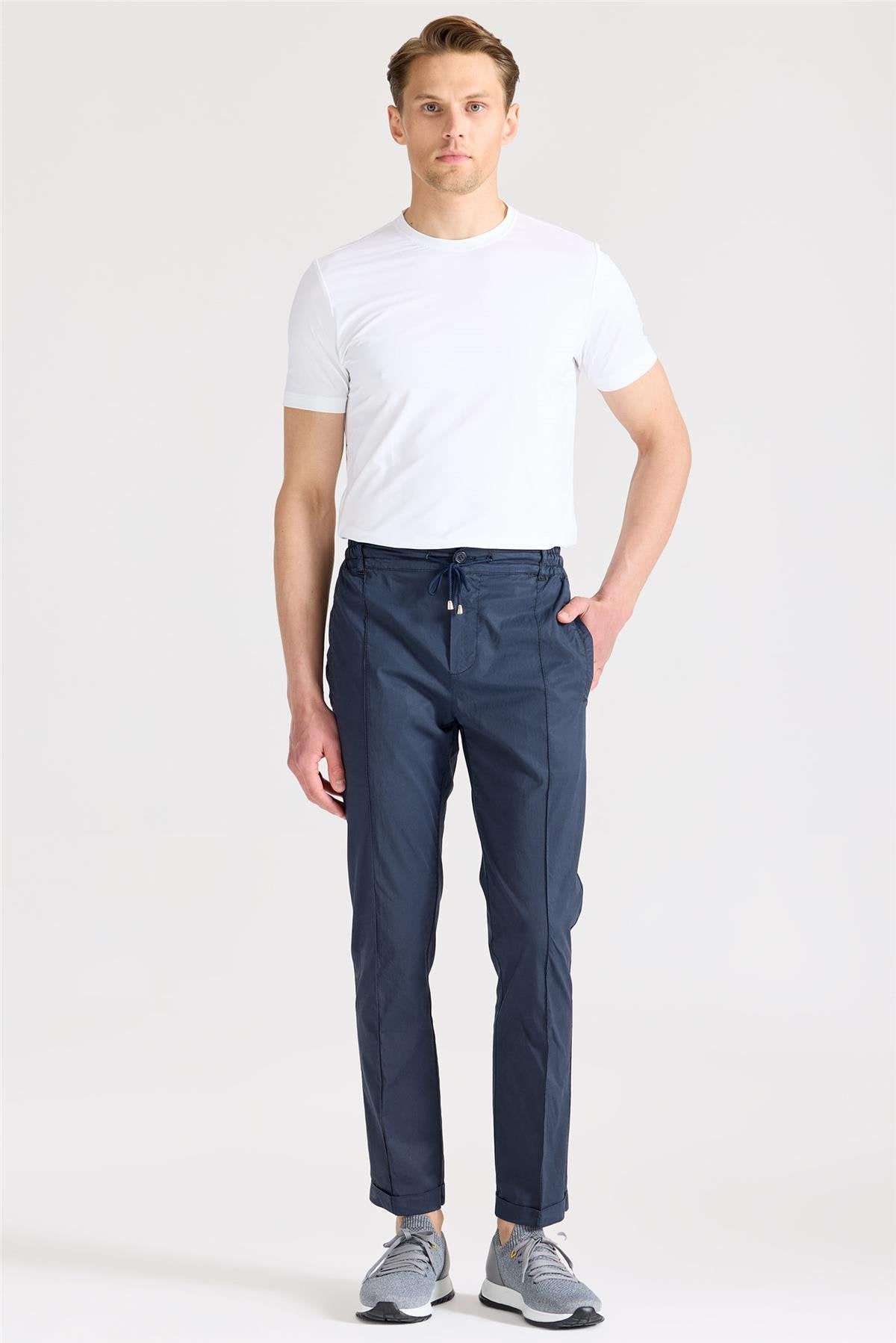 Lacivert Likra Pamuk Spor Pantolon - Image 4