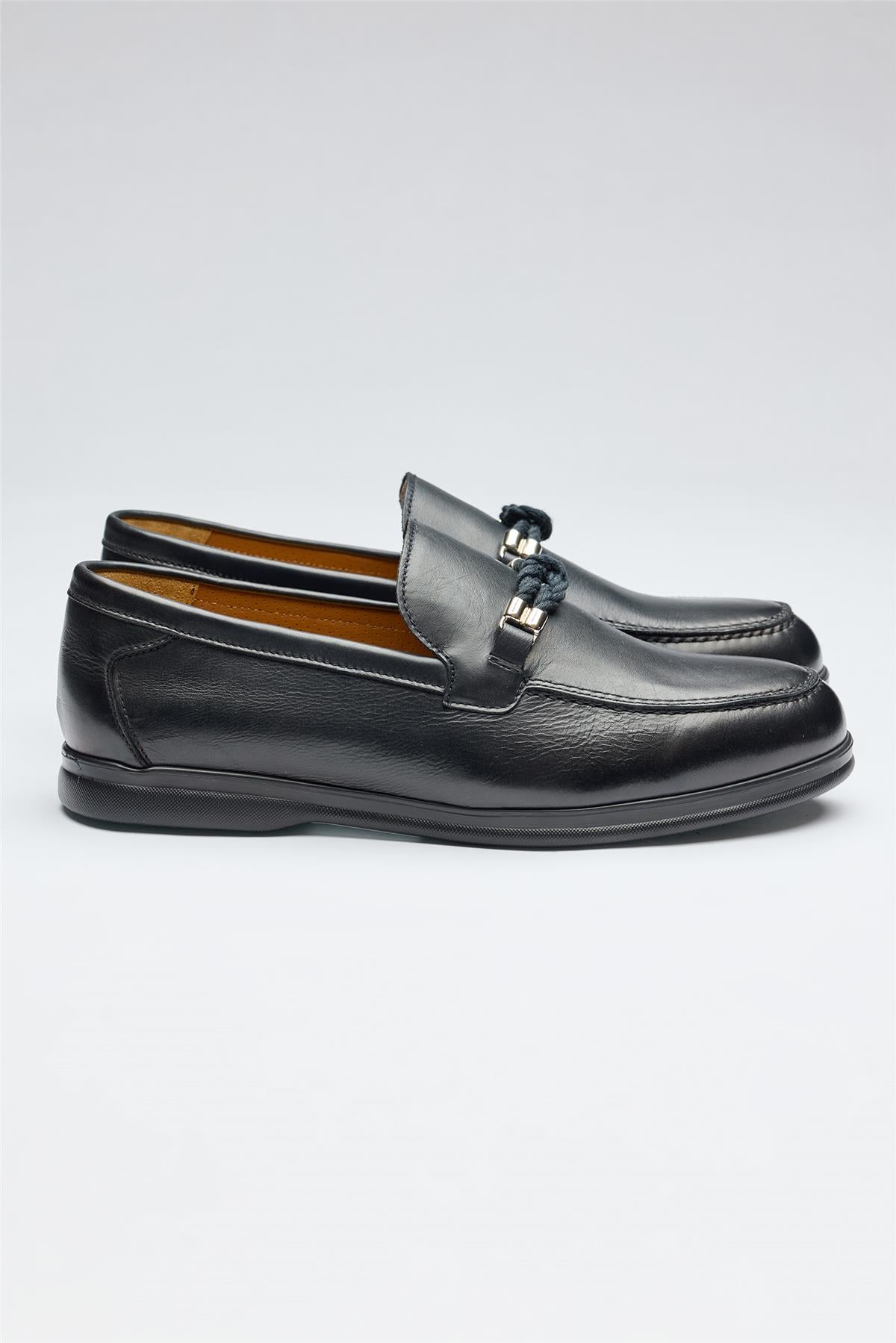 Lacivert Marine Deri Loafer - 1