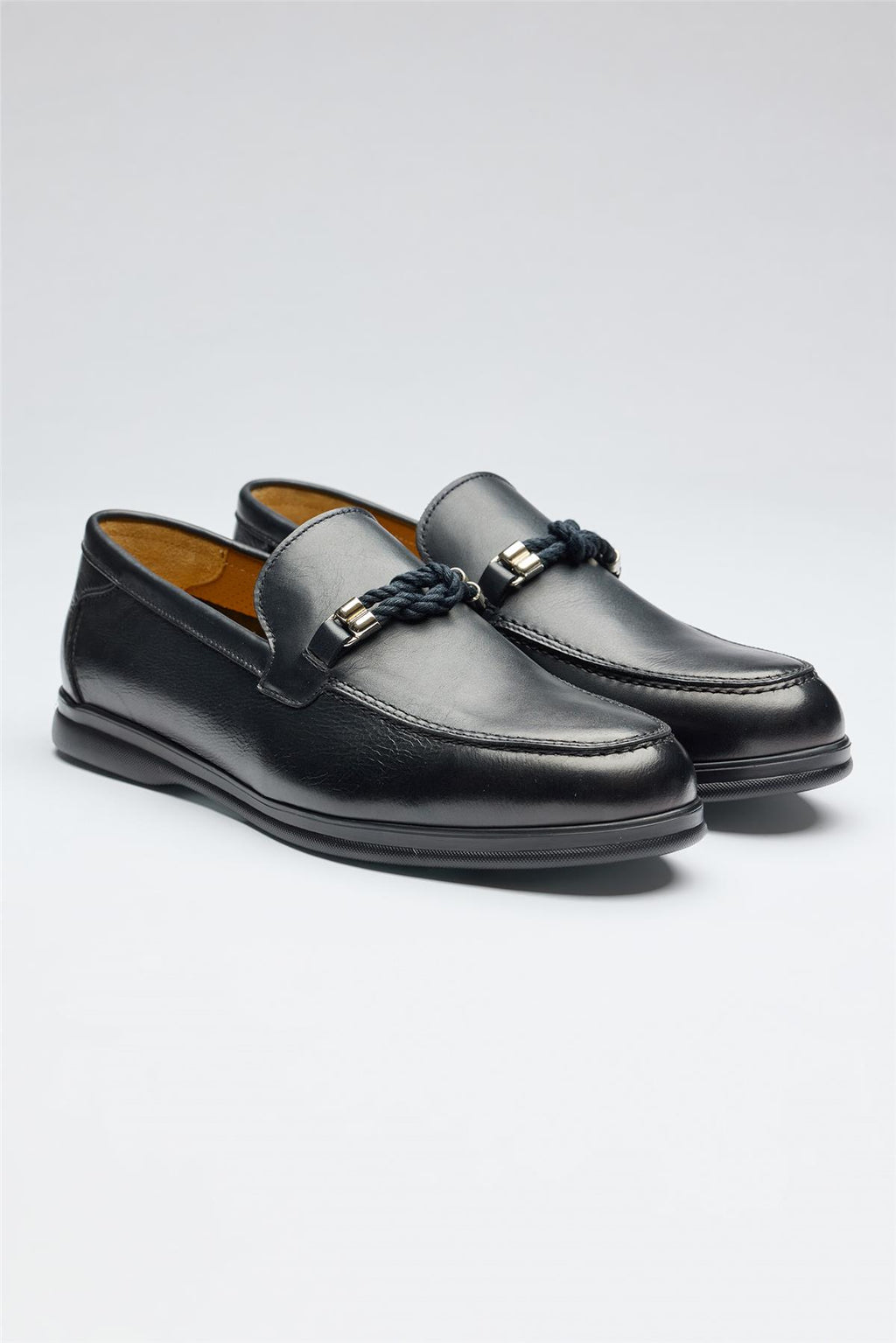 Lacivert Marine Deri Loafer - 5