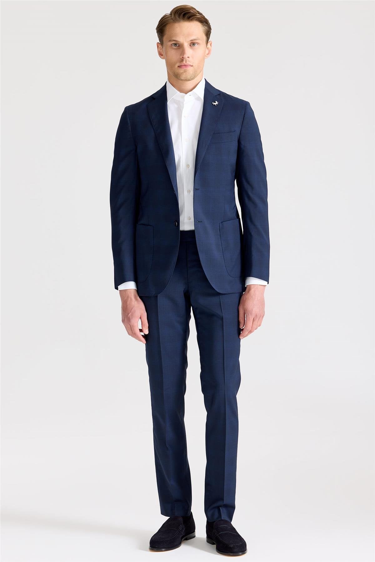 Lacivert Mavi Çizgili Takım Elbise - Image 1