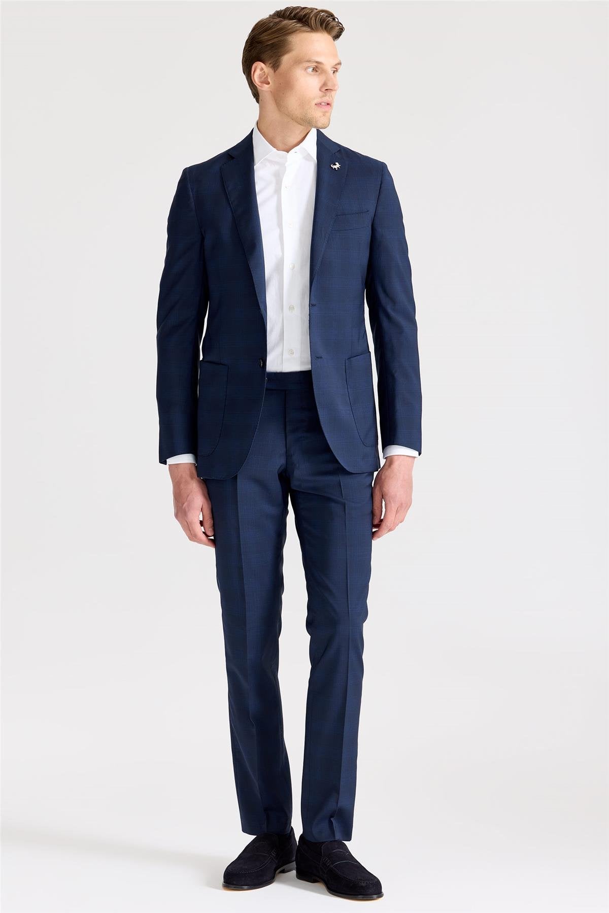 Lacivert Mavi Çizgili Takım Elbise - Image 3