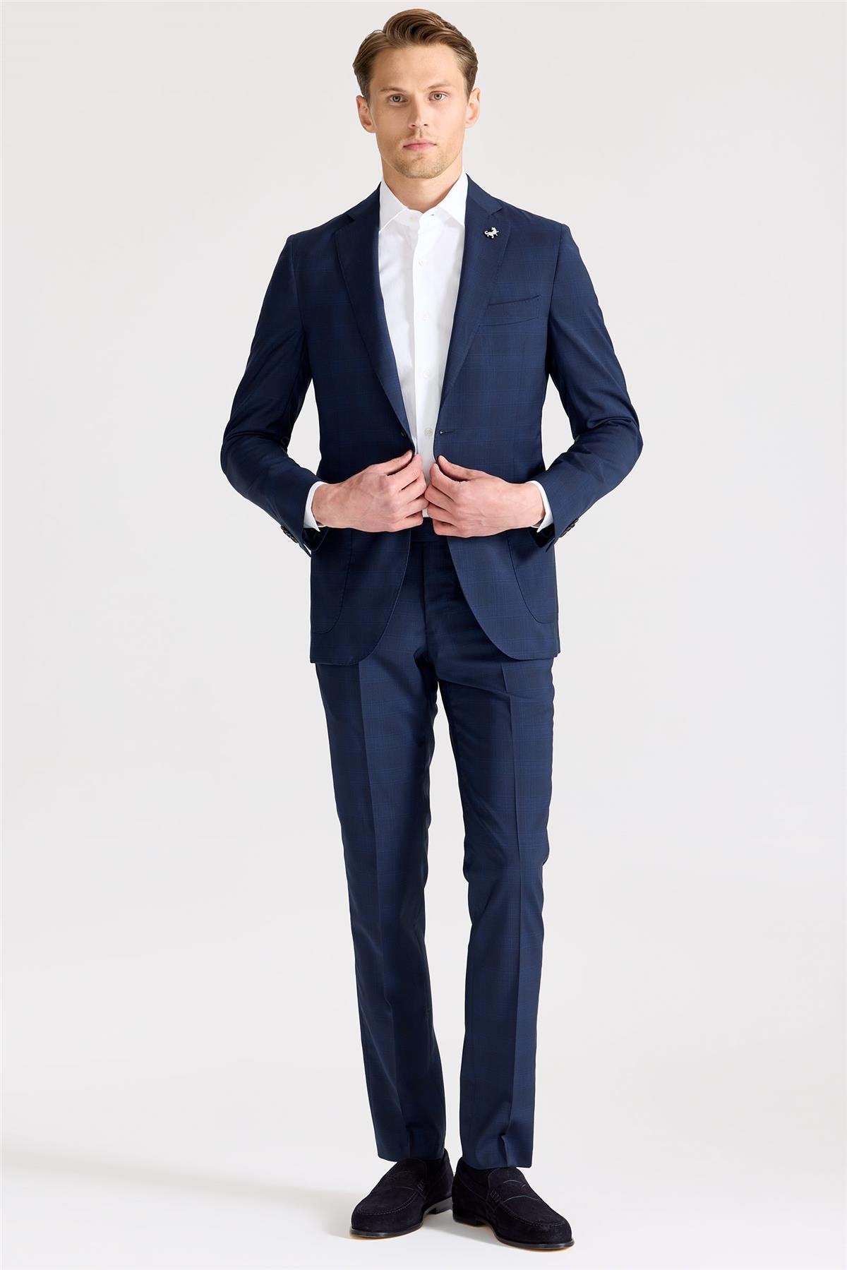 Lacivert Mavi Çizgili Takım Elbise - Image 2