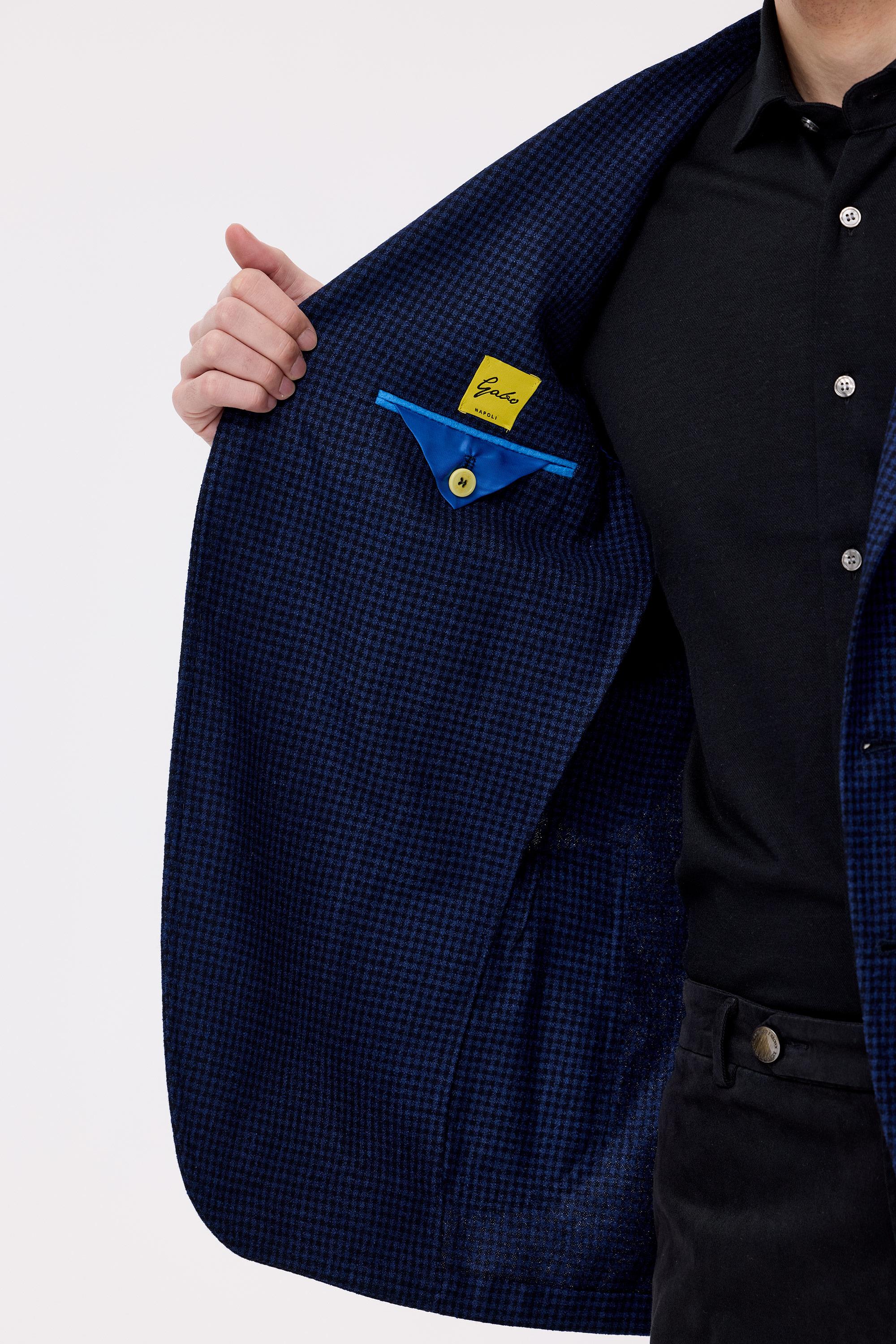 Lacivert Mavi Kareli Yün Kaşmir Ceket - Image 4