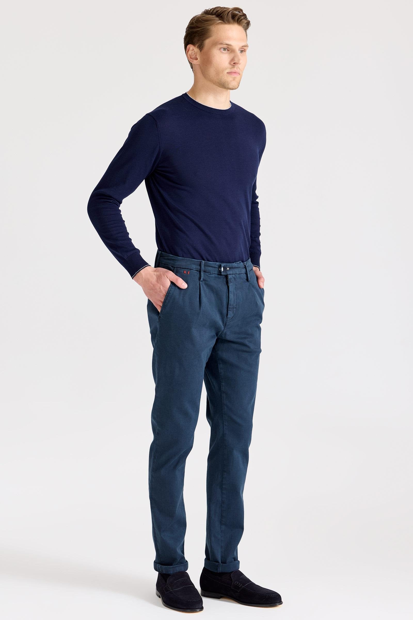 Lacivert Pamuk Chino Pantolon - Image 1