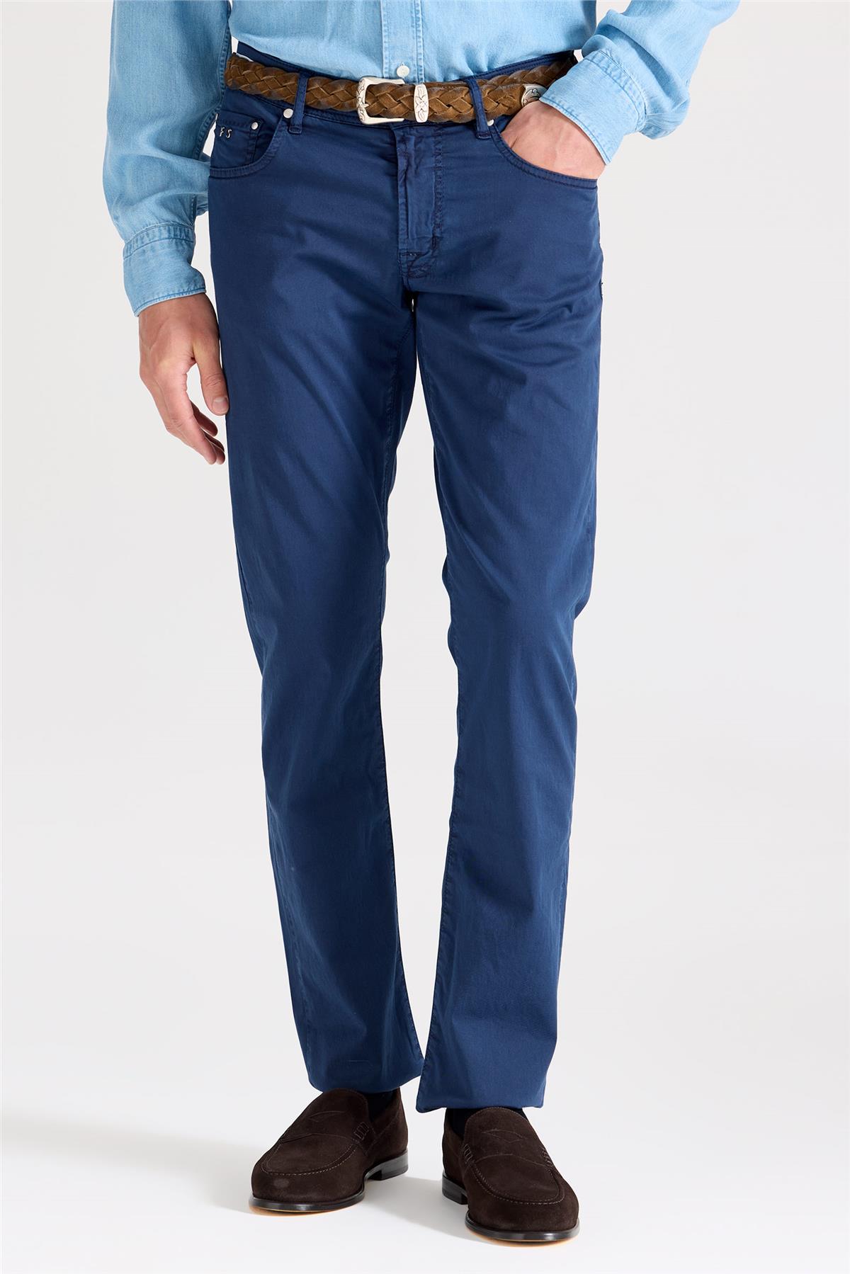 Lacivert Pamuk İpek Pantolon - Image 2