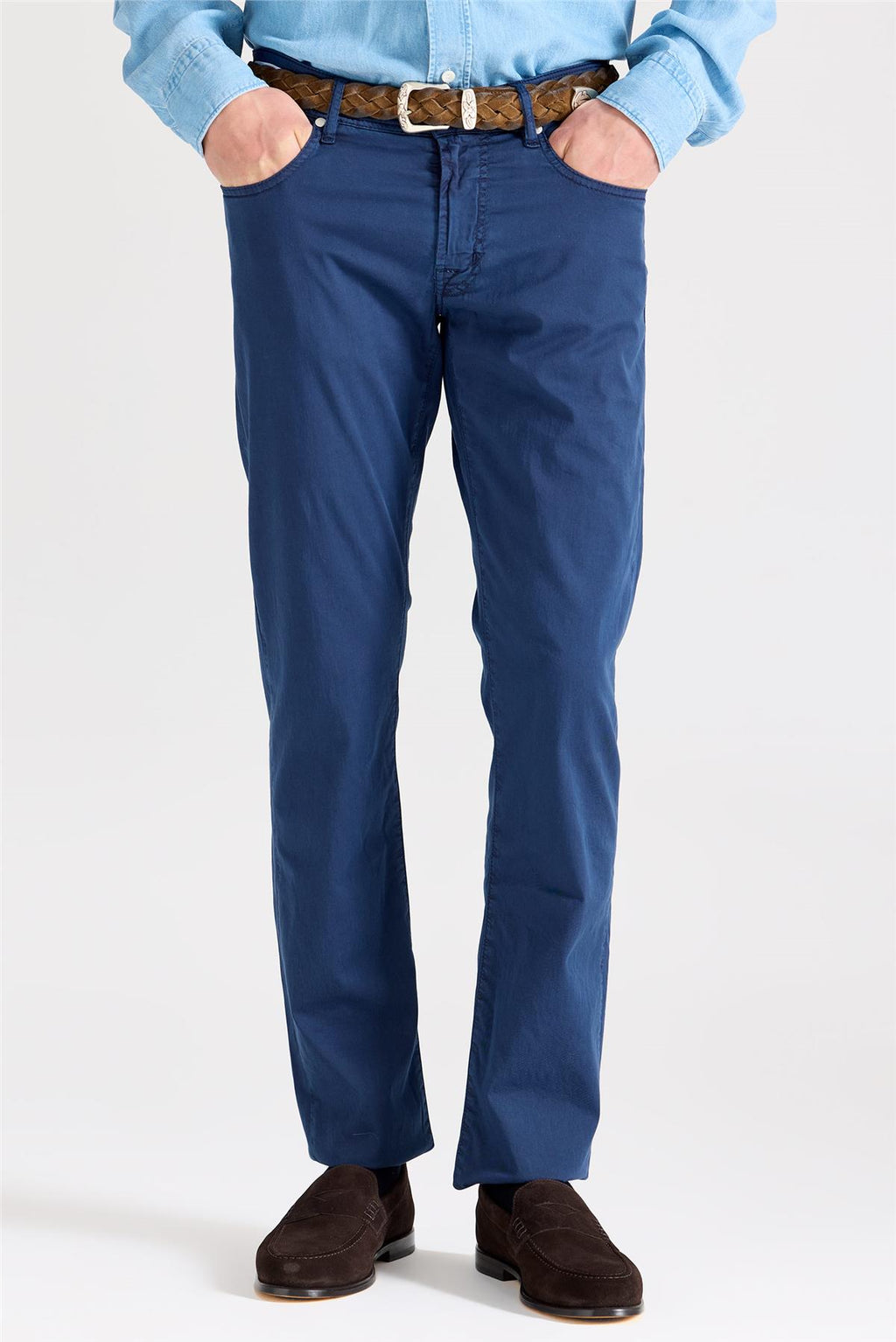 Lacivert Pamuk İpek Pantolon - Image 1